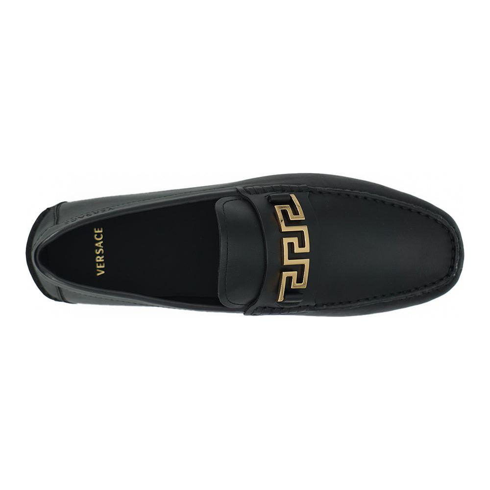 Versace Elegant Black Calf Leather Men's Loafers Versace Dark Slate Gray
