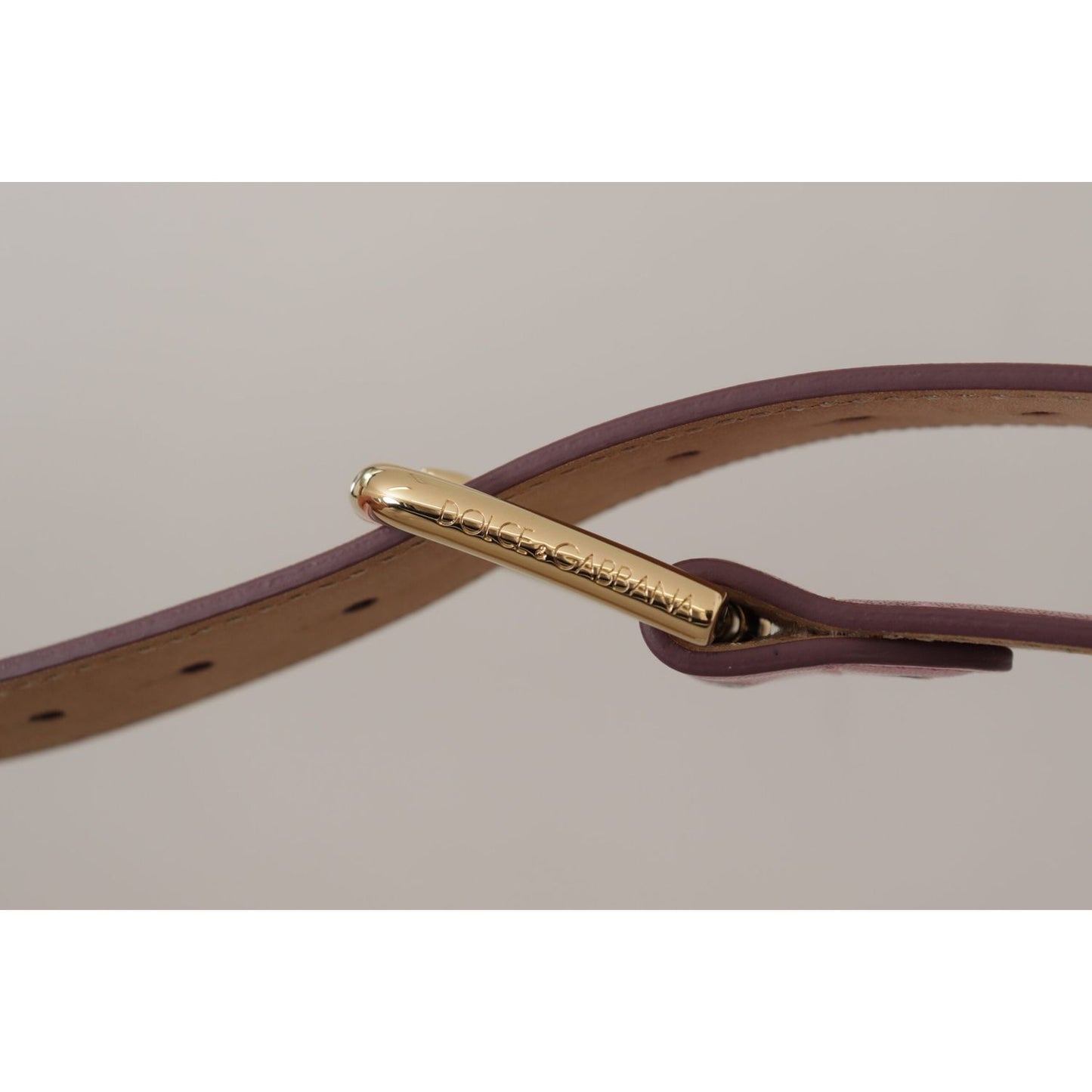 Dolce & Gabbana Elegant Metallic Pink Leather Belt Dolce & Gabbana Dark Gray