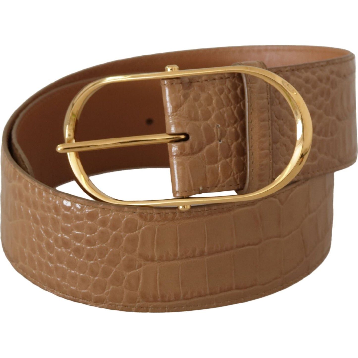 Dolce & Gabbana Elegant Beige Leather Belt with Engraved Buckle Dolce & Gabbana Sienna