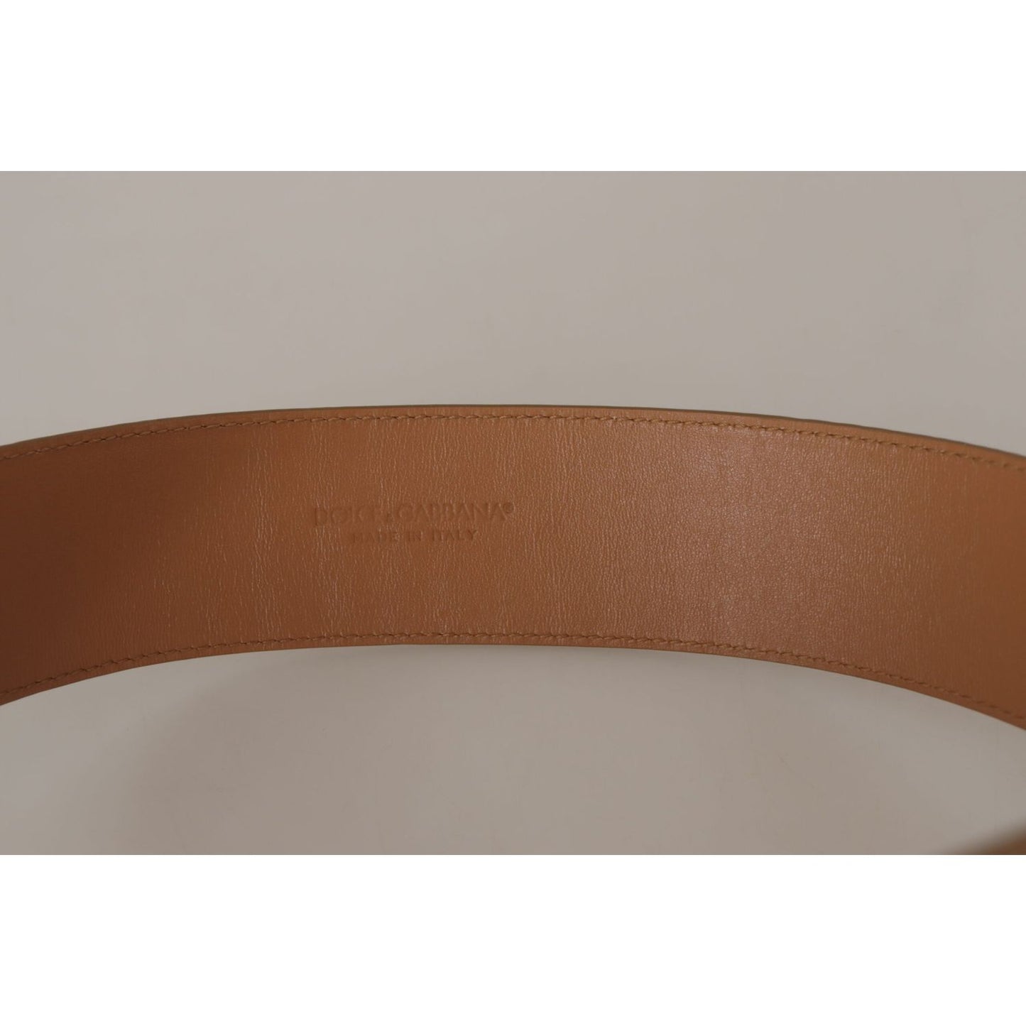 Dolce & Gabbana Elegant Beige Leather Belt with Engraved Buckle Dolce & Gabbana Rosy Brown