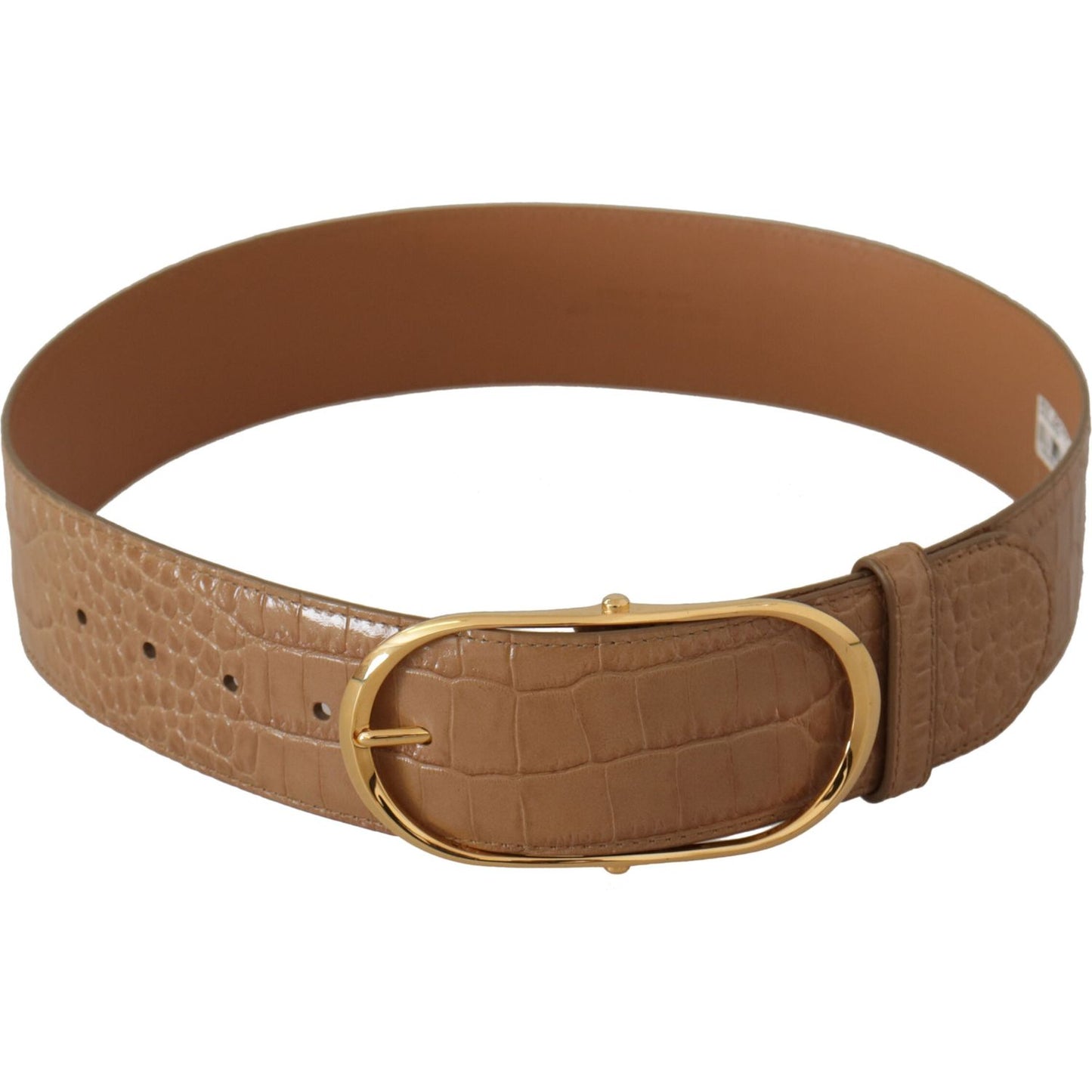 Dolce & Gabbana Elegant Beige Leather Belt with Engraved Buckle Dolce & Gabbana Sienna
