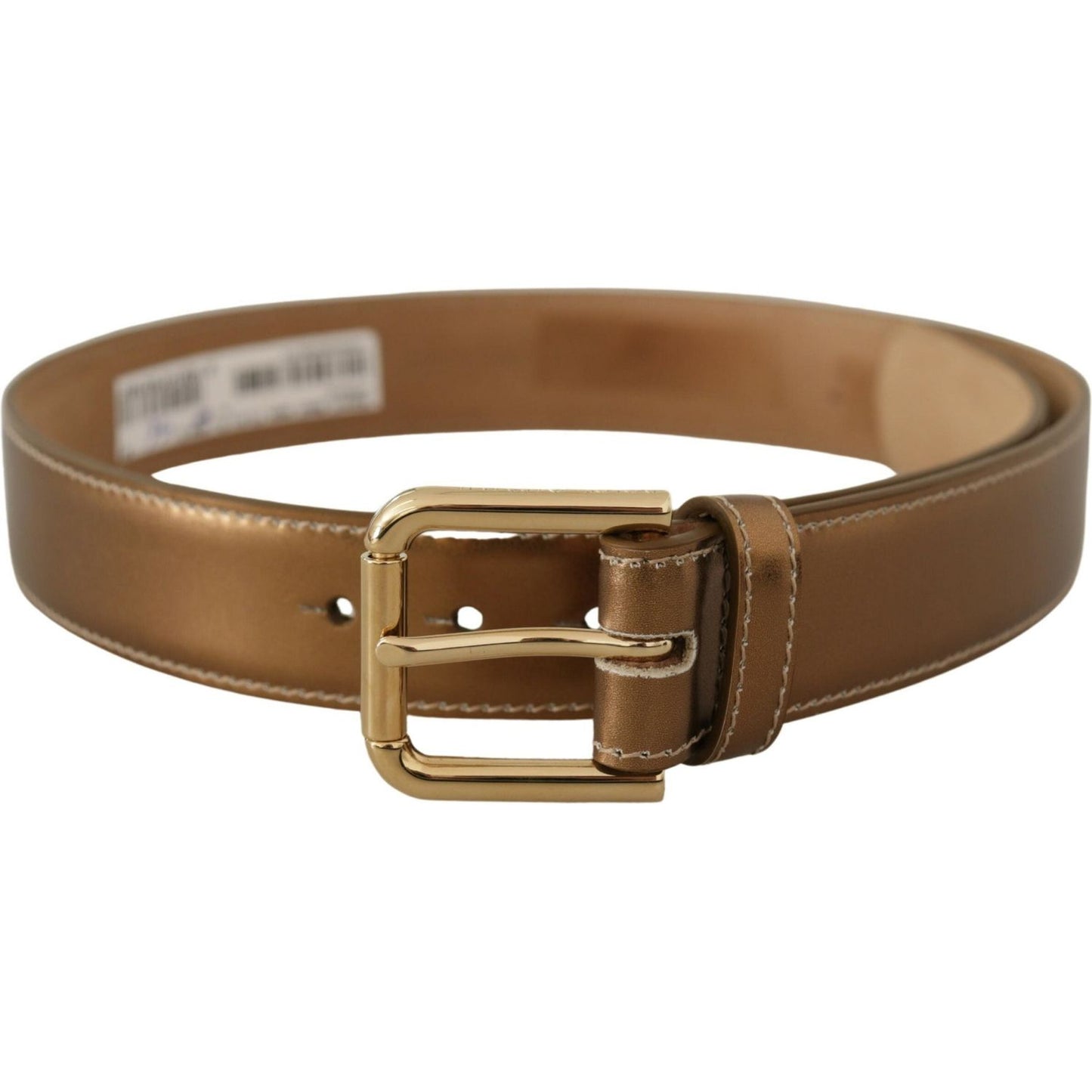 Dolce & Gabbana Elegant Bronze Leather Belt with Logo Buckle Dolce & Gabbana Sienna