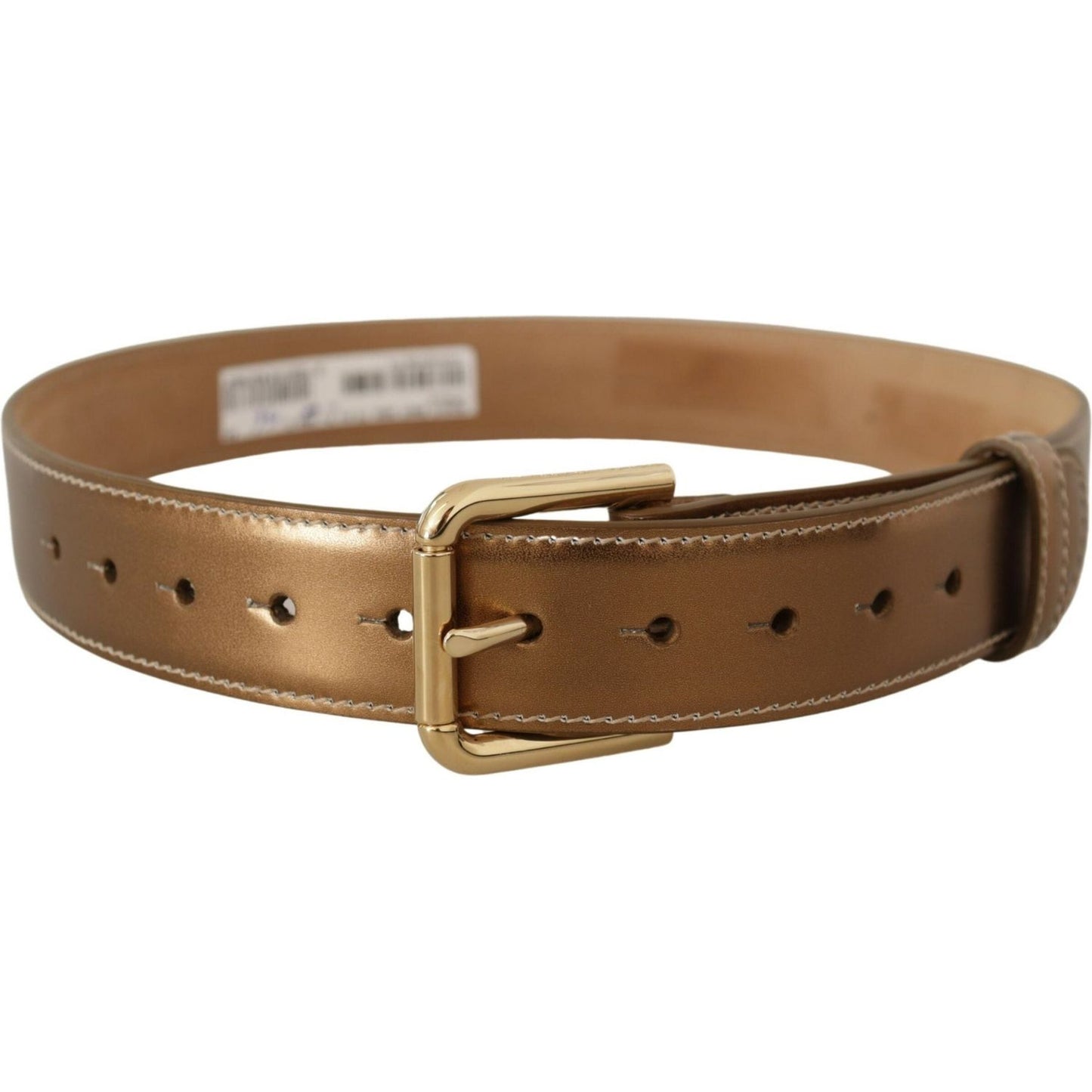 Dolce & Gabbana Elegant Bronze Leather Belt with Logo Buckle Dolce & Gabbana Sienna