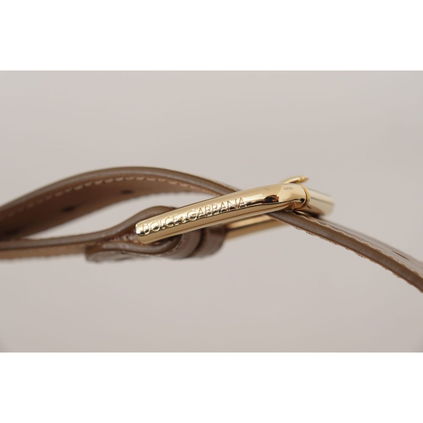 Dolce & Gabbana Elegant Bronze Leather Belt with Logo Buckle Dolce & Gabbana Gray