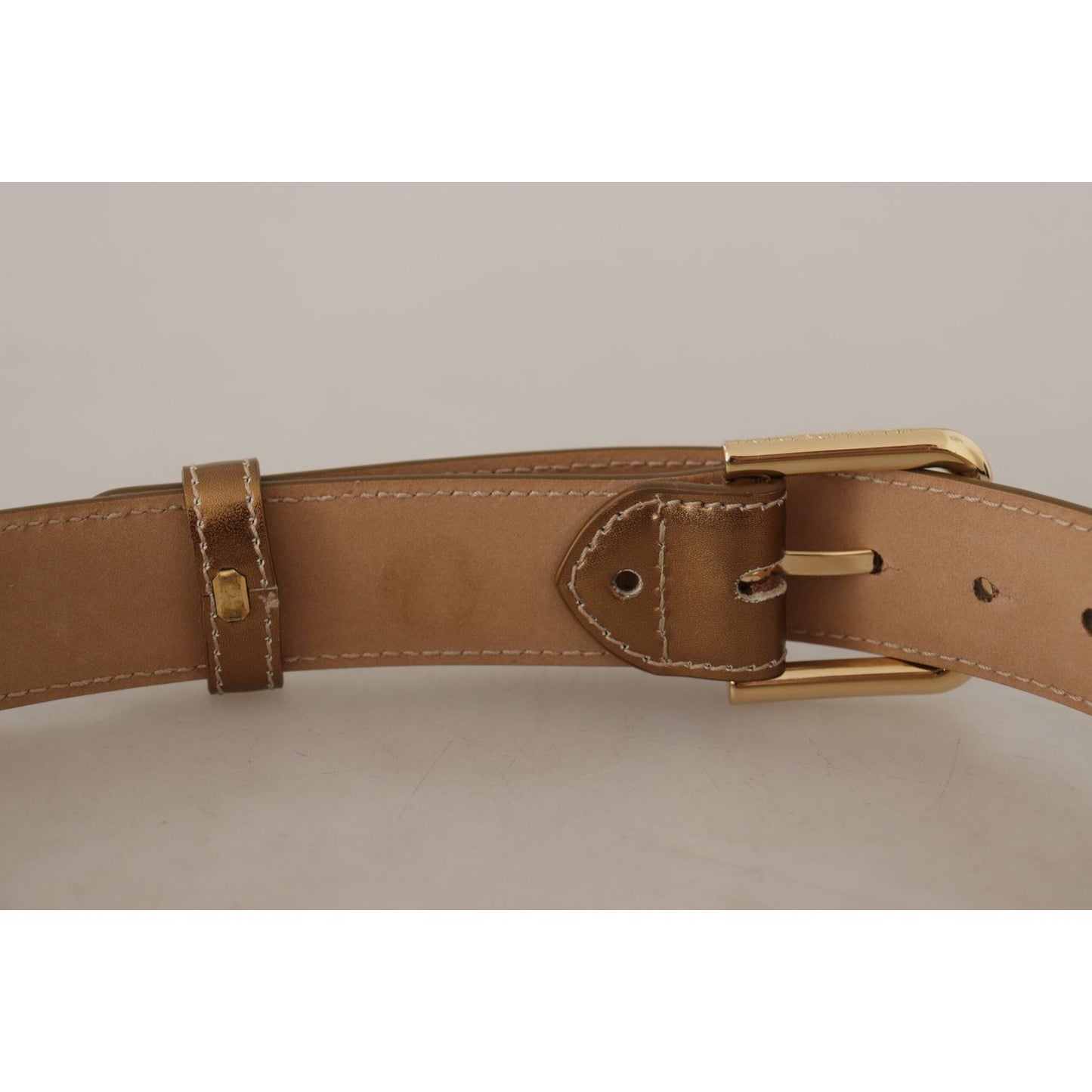 Dolce & Gabbana Elegant Bronze Leather Belt with Logo Buckle Dolce & Gabbana Dark Gray