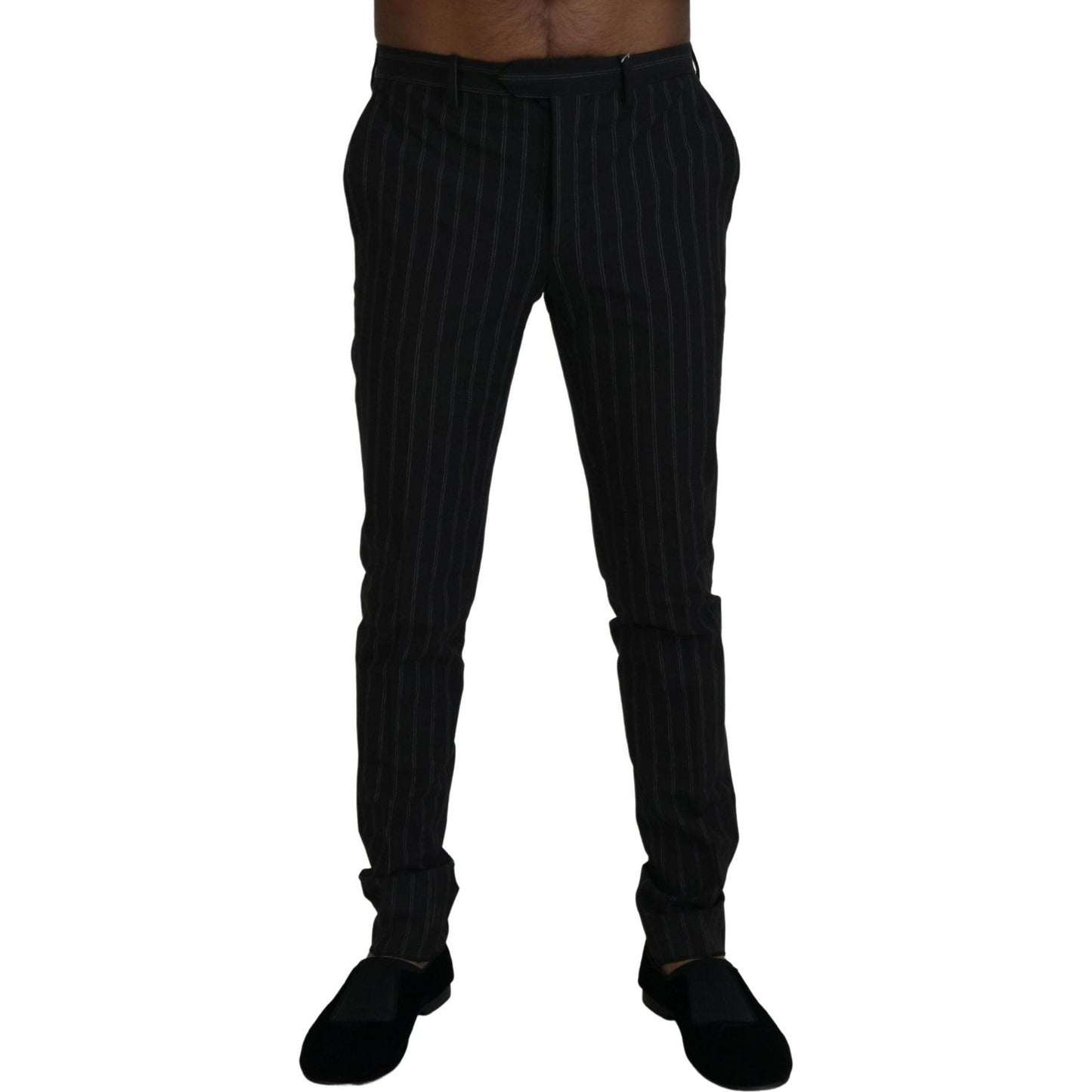 BENCIVENGA Elegant Striped Viscose Dress Pants for Men BENCIVENGA Black