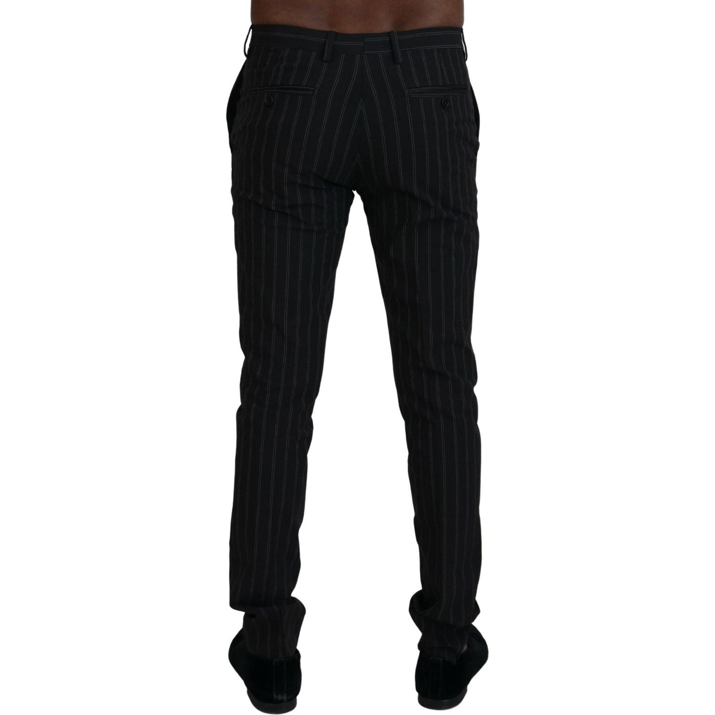 BENCIVENGA Elegant Striped Viscose Dress Pants for Men BENCIVENGA Black