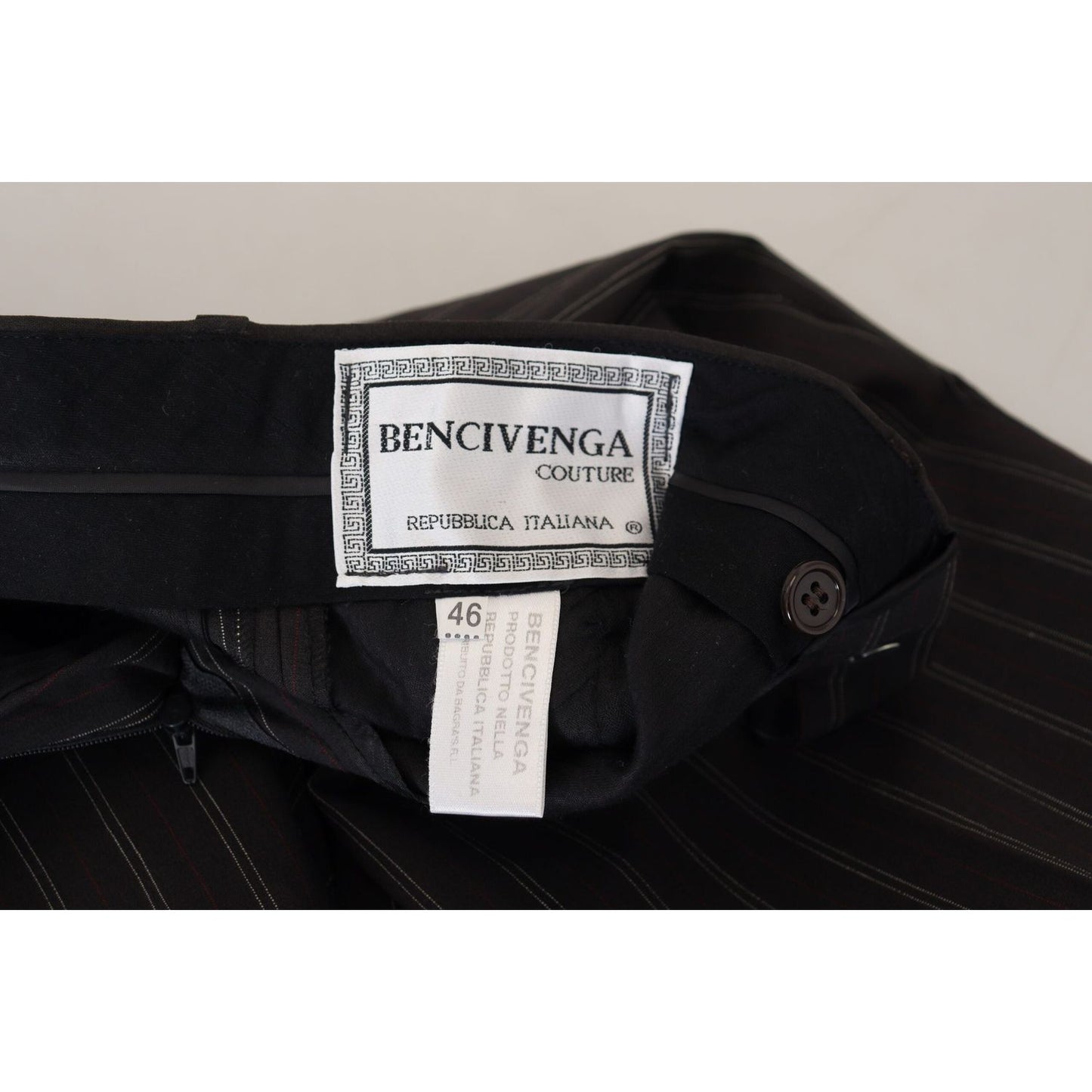 BENCIVENGA Elegant Striped Viscose Dress Pants for Men BENCIVENGA Black