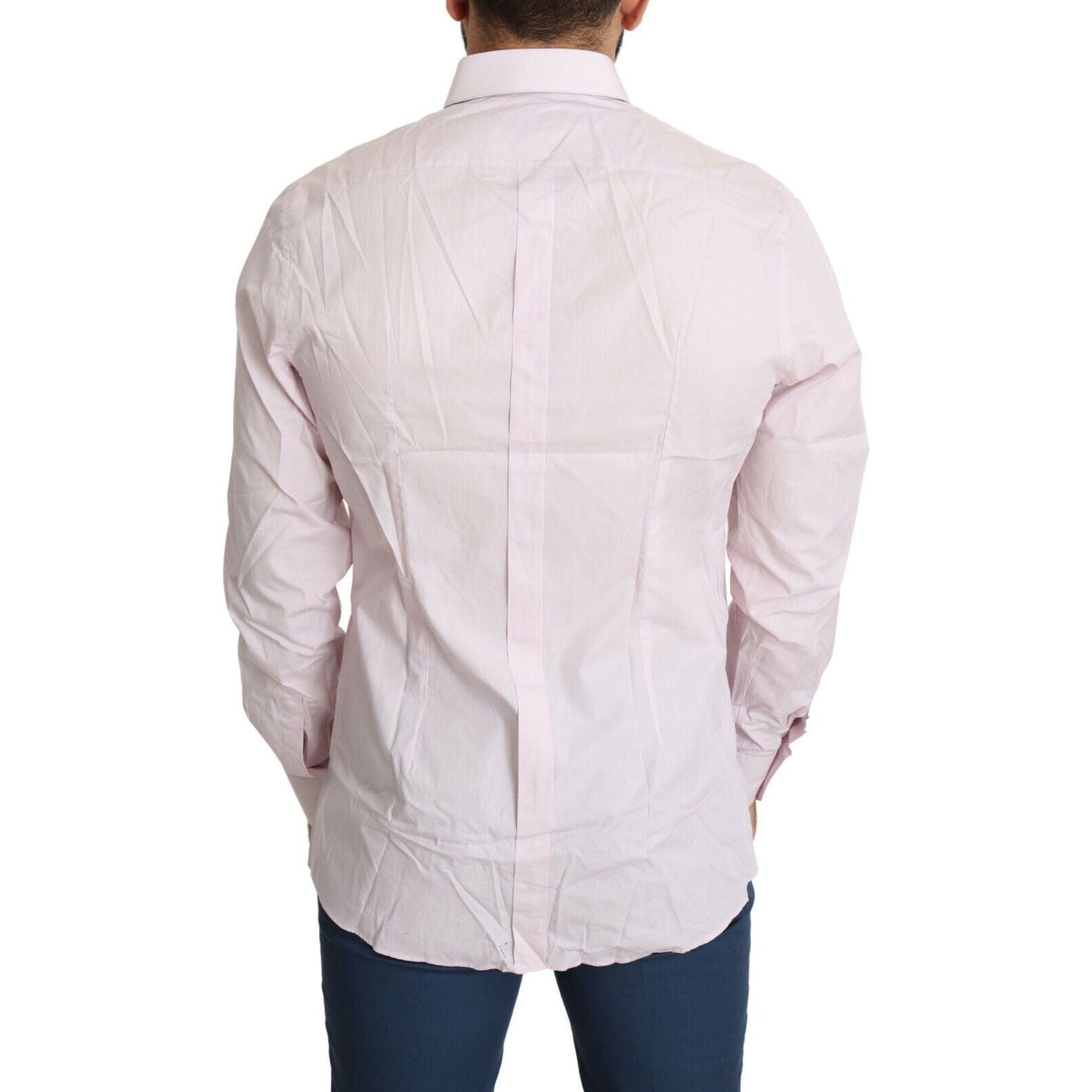 Dolce & Gabbana Elegant Slim Fit Pink Dress Shirt Dolce & Gabbana Light Gray