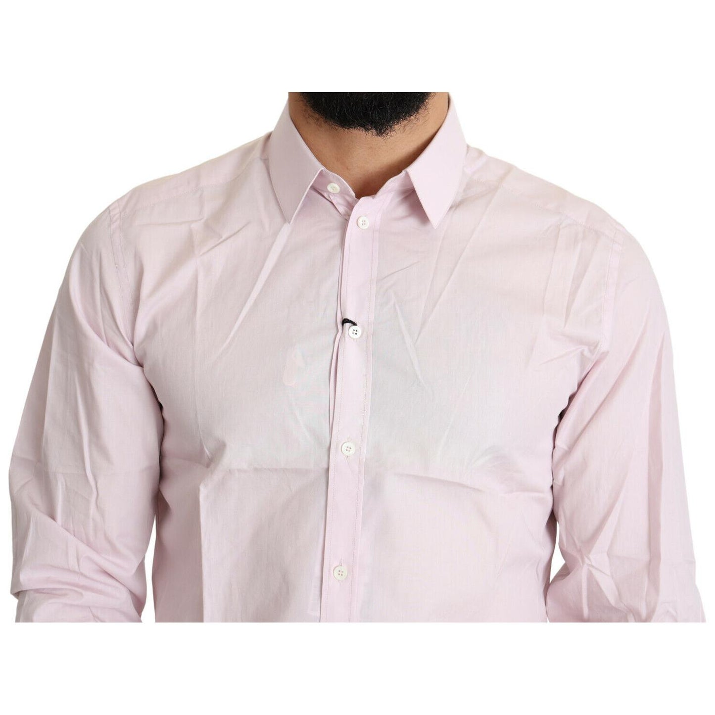 Dolce & Gabbana Elegant Slim Fit Pink Dress Shirt Dolce & Gabbana Light Gray