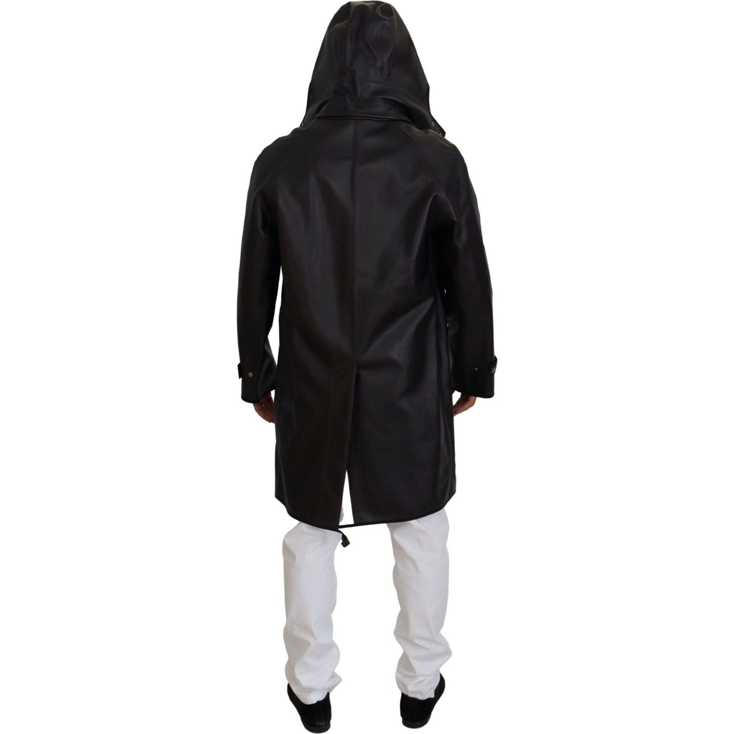 Dolce & Gabbana Elegant Hooded Parka Coat in Black and Bordeaux Dolce & Gabbana Black