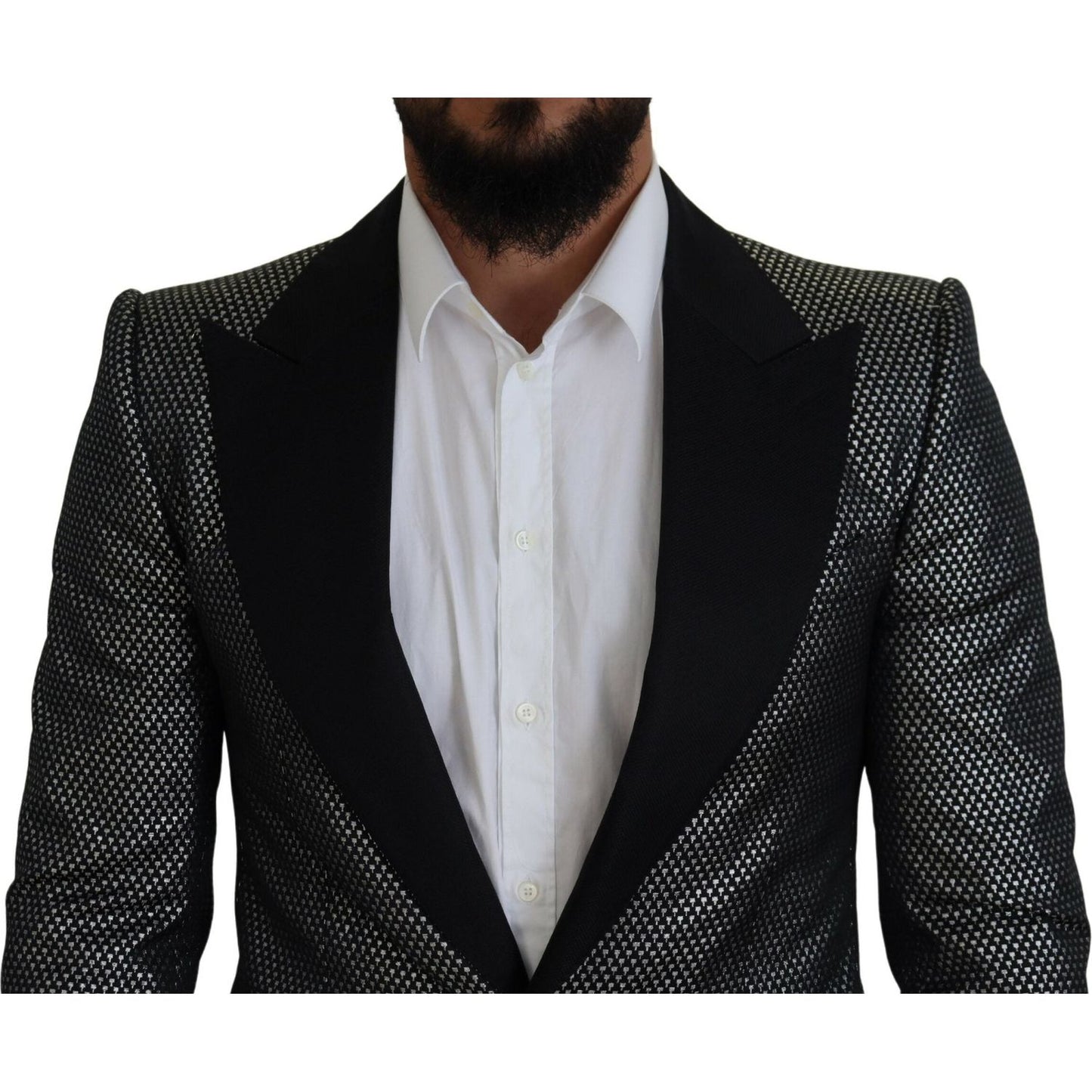 Dolce & Gabbana Elegant Jacquard Single Breasted Blazer Dolce & Gabbana Gray