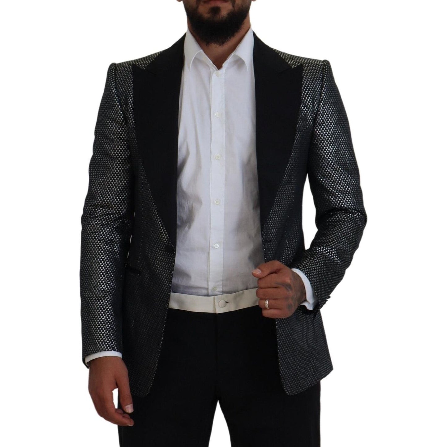 Dolce & Gabbana Elegant Jacquard Single Breasted Blazer Dolce & Gabbana Gray