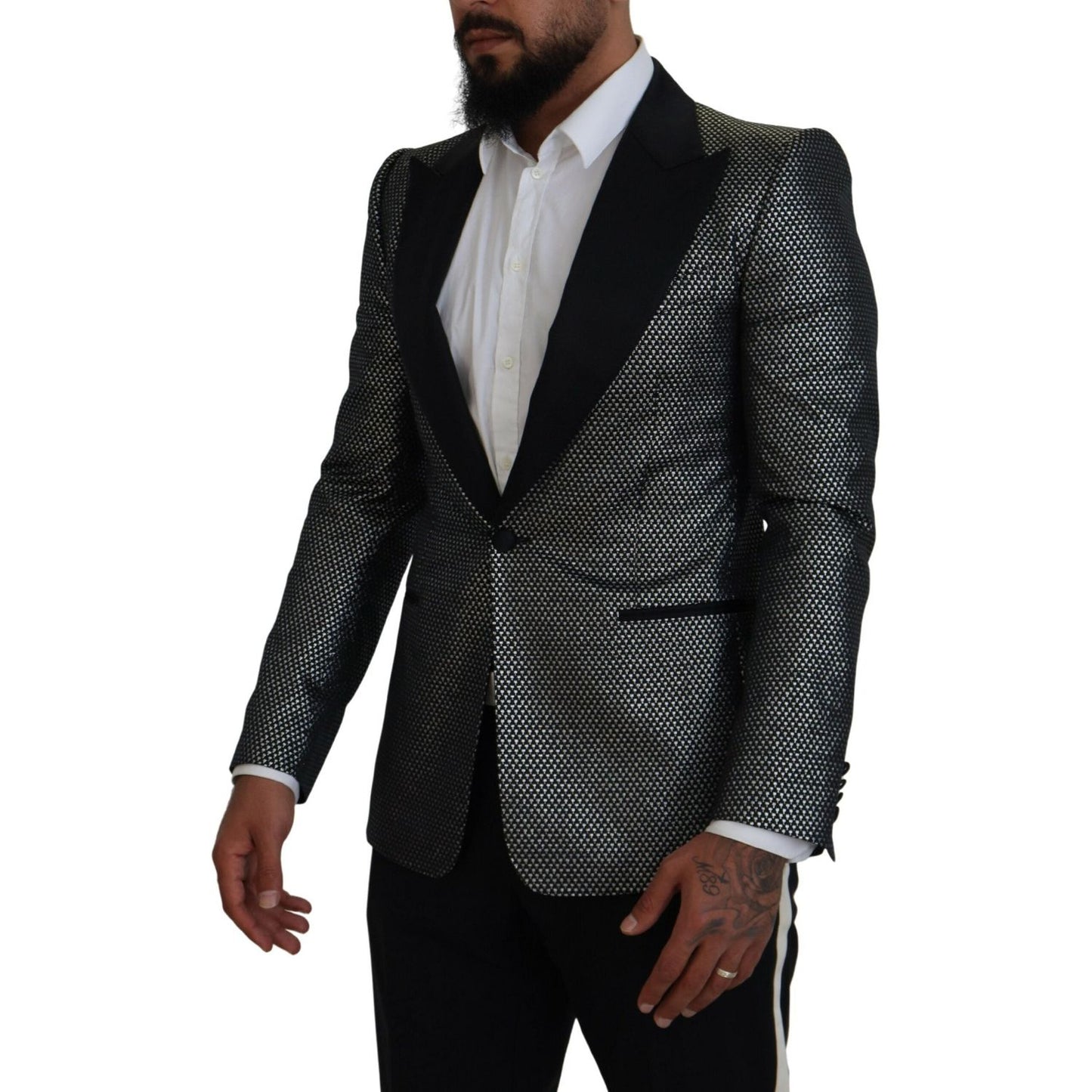 Dolce & Gabbana Elegant Jacquard Single Breasted Blazer Dolce & Gabbana Black