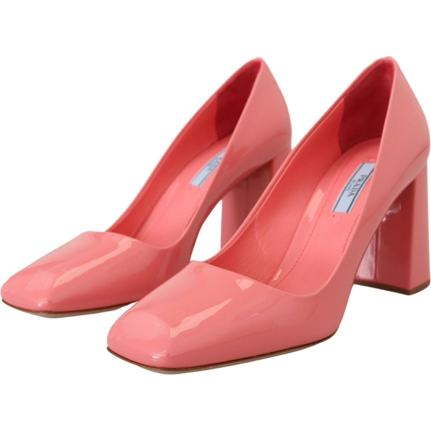 Prada Elegant Square Toe Pink Heels Prada Light Coral