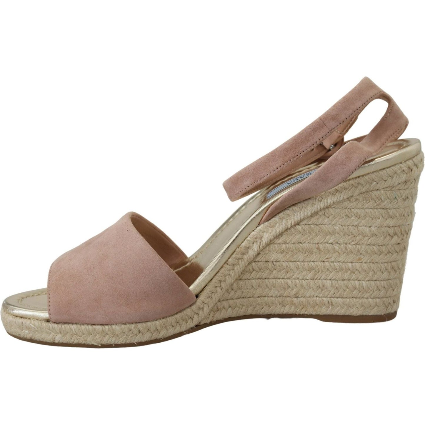 Prada Elegant Suede Ankle Strap Wedge Sandals Prada Rosy Brown