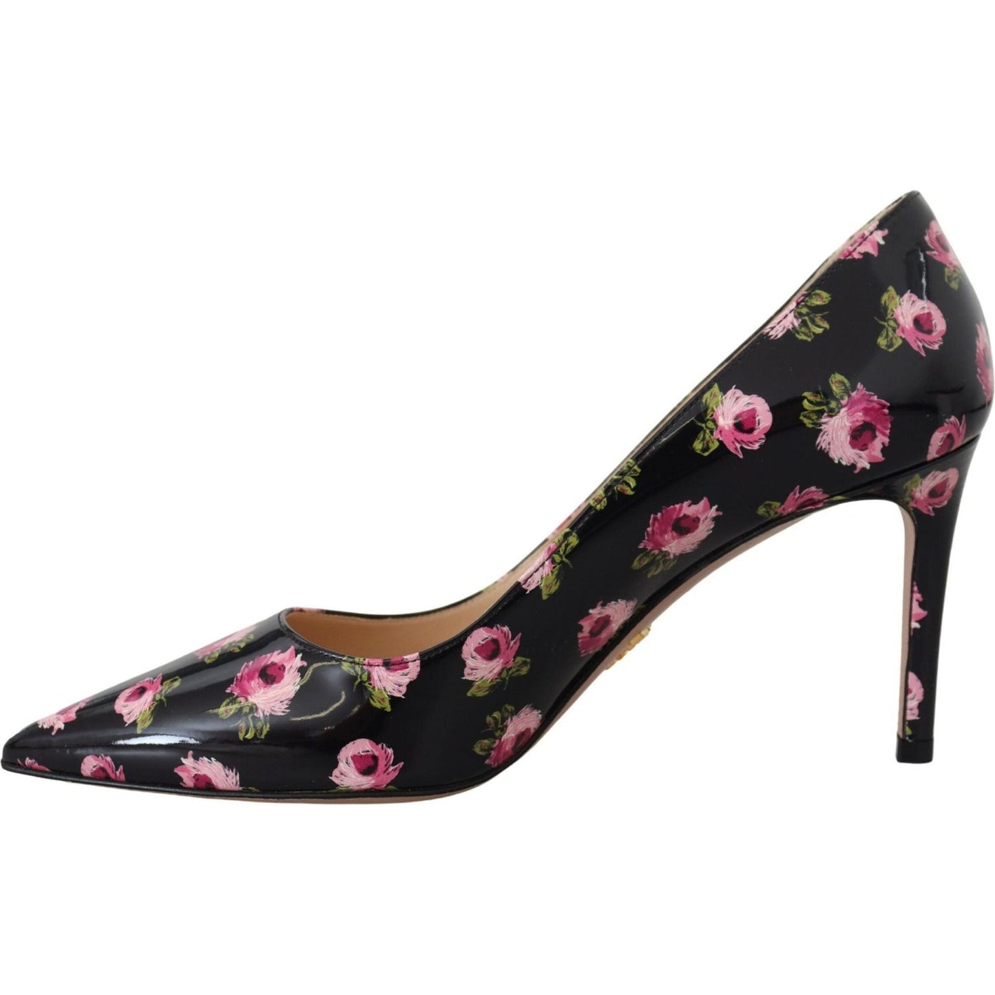 Prada Elegant Floral Print Leather Pumps Prada Rosy Brown