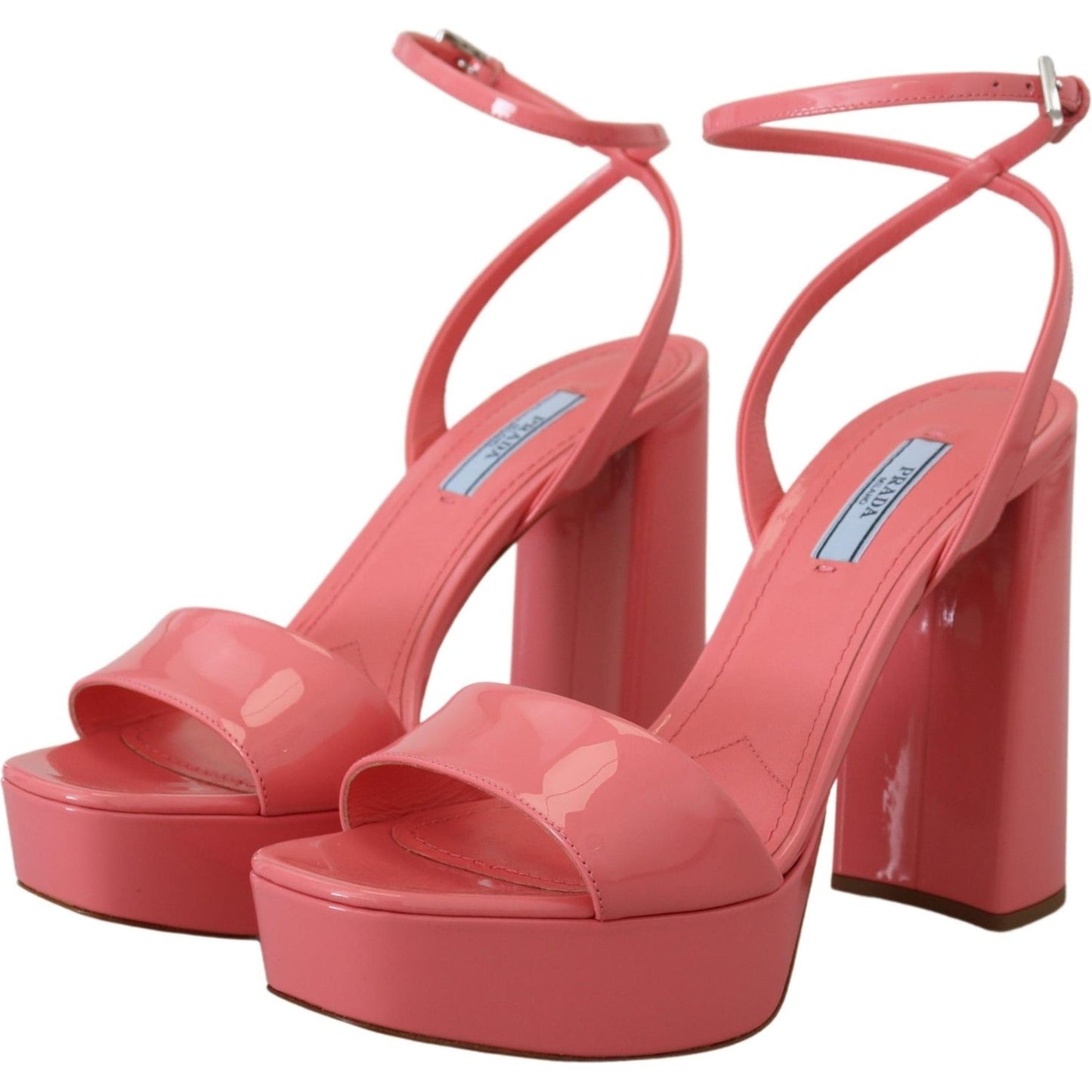 Prada Chic Pink Patent Leather Platform Sandals Prada Maroon