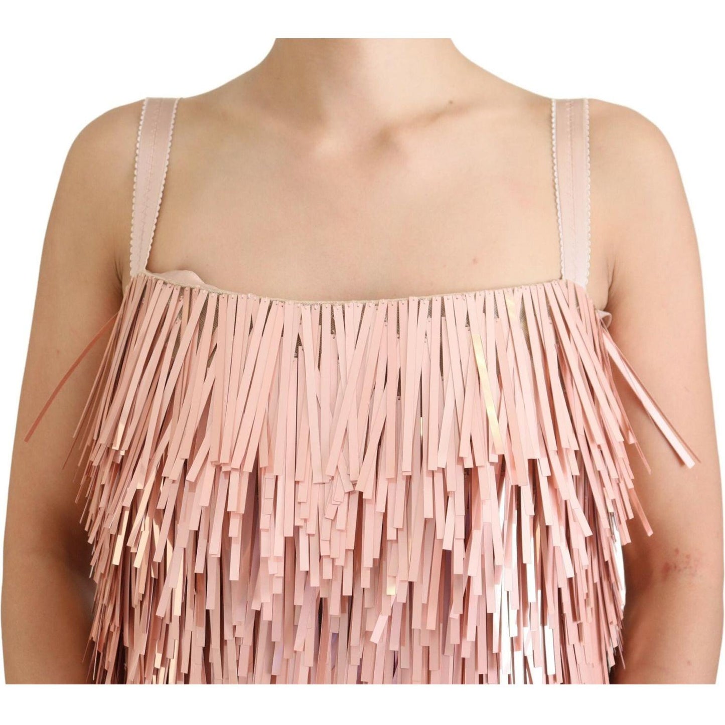 Dolce & Gabbana Elegant Pink A-Line Tinsel Dress Dolce & Gabbana Tan