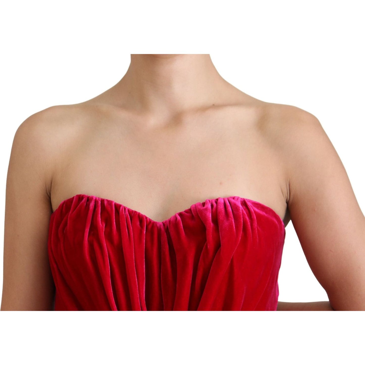 Dolce & Gabbana Enchanting Strapless Midi Dress in Dark Pink Dolce & Gabbana Tan