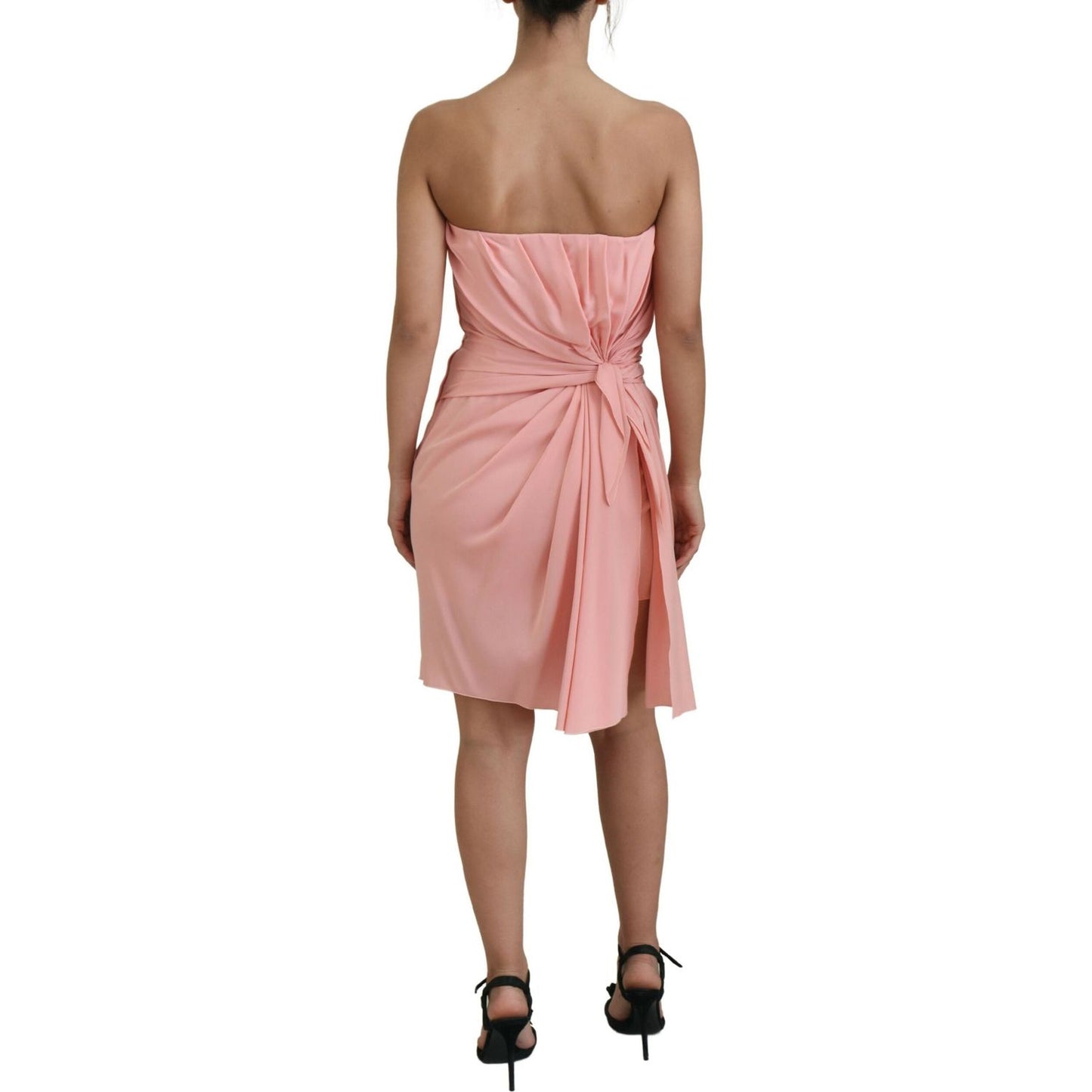 Dolce & Gabbana Elegant Pink Strapless Midi Silhouette Dolce & Gabbana Rosy Brown