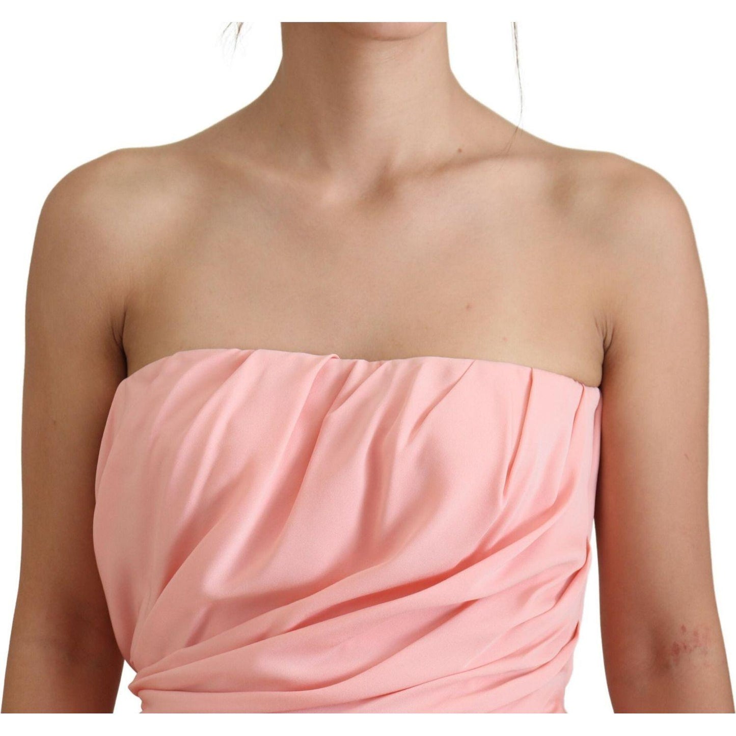 Dolce & Gabbana Elegant Pink Strapless Midi Silhouette Dolce & Gabbana Rosy Brown
