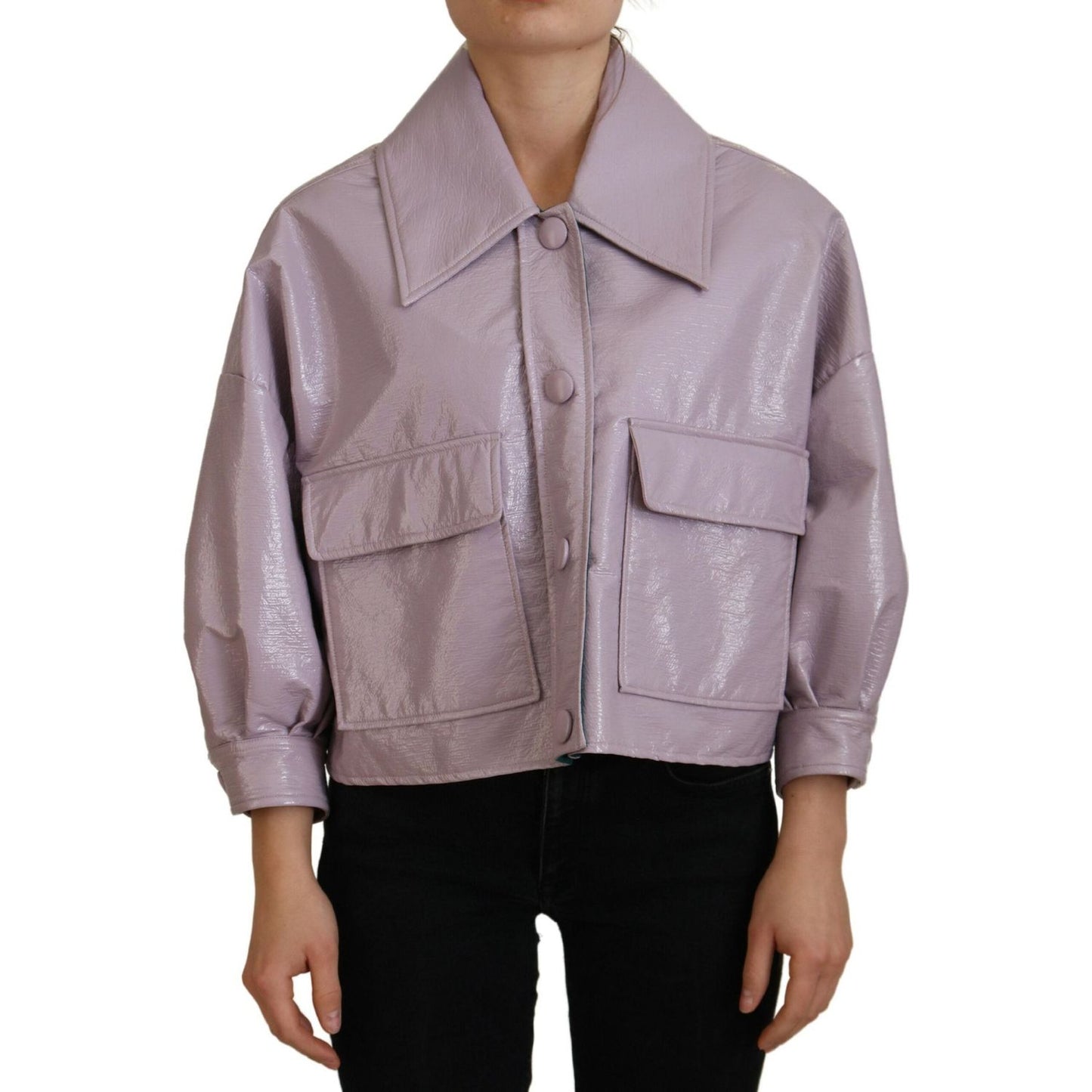 Dolce & Gabbana Chic Purple Cropped Jacket - A Style Statement Dolce & Gabbana Rosy Brown