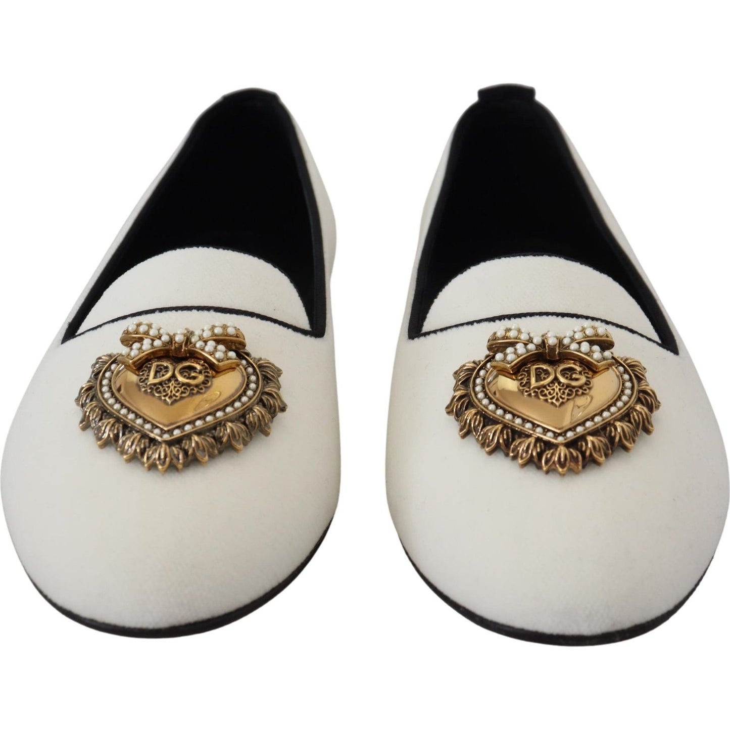 Dolce & Gabbana White Velvet Slip Ons Loafers Flats Shoes LA10205- 35.5