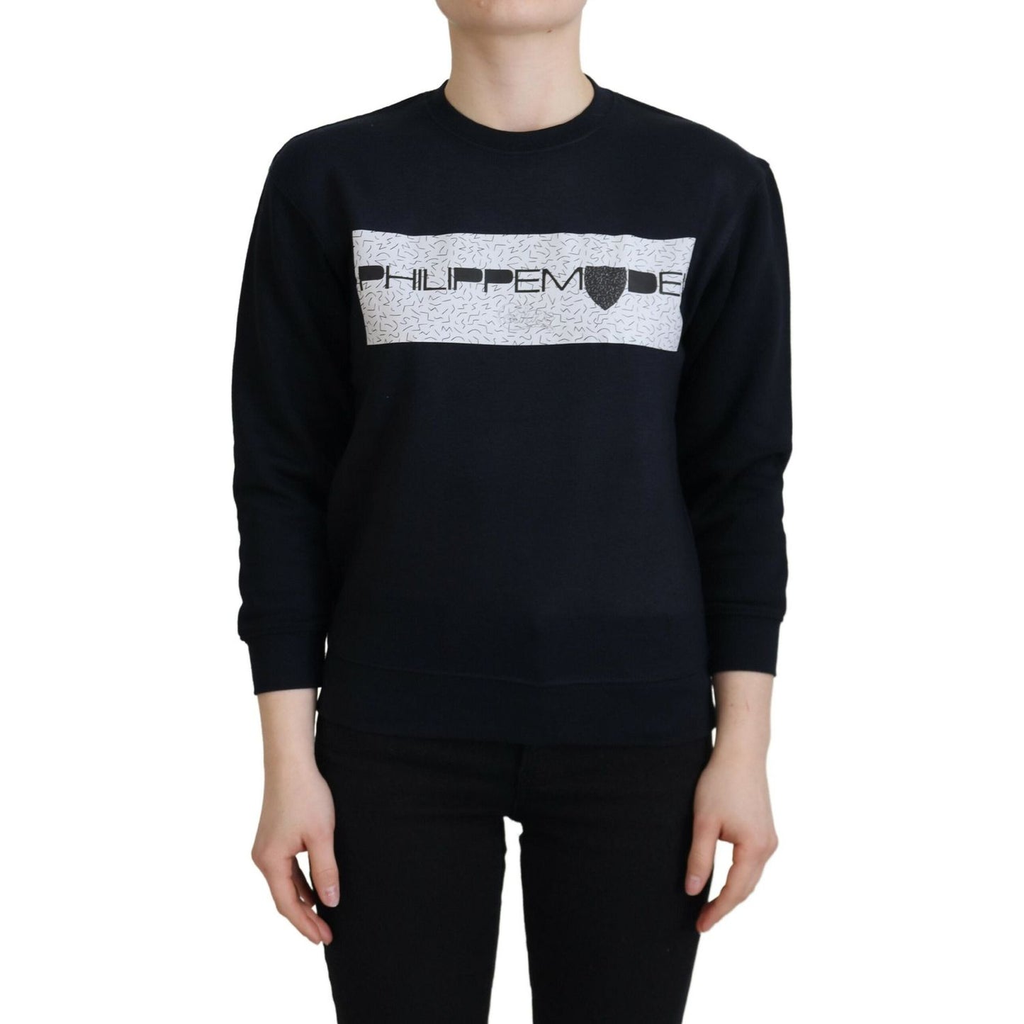 Philippe Model Chic Black Printed Cotton Sweater Philippe Model Gray