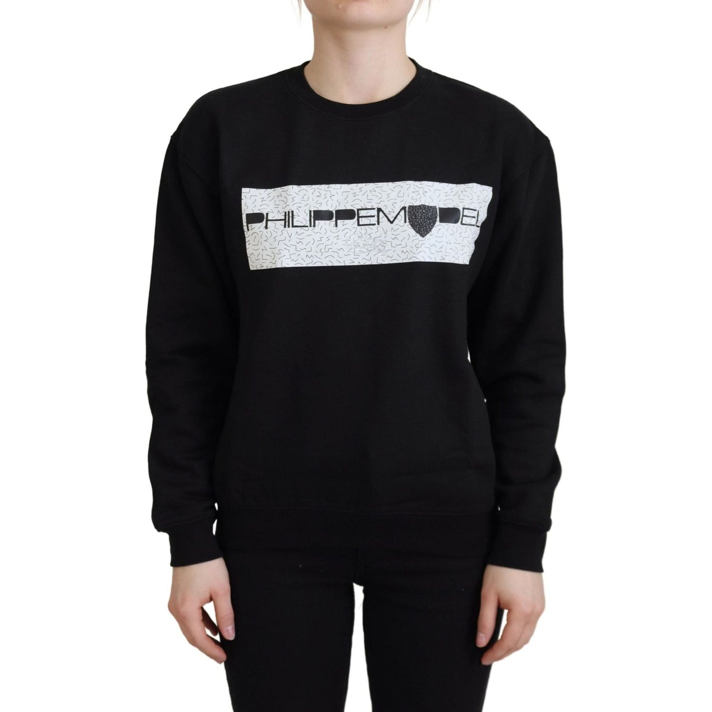 Philippe Model Chic Black Printed Cotton Sweater Philippe Model Black