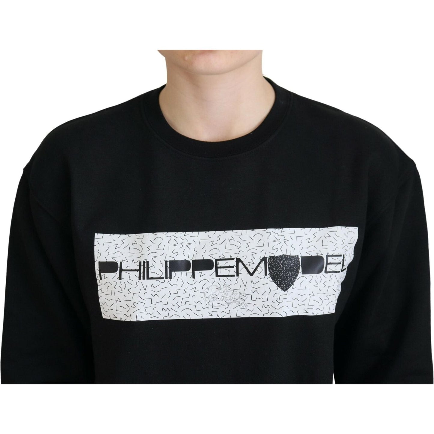 Philippe Model Chic Black Printed Cotton Sweater Philippe Model Light Gray
