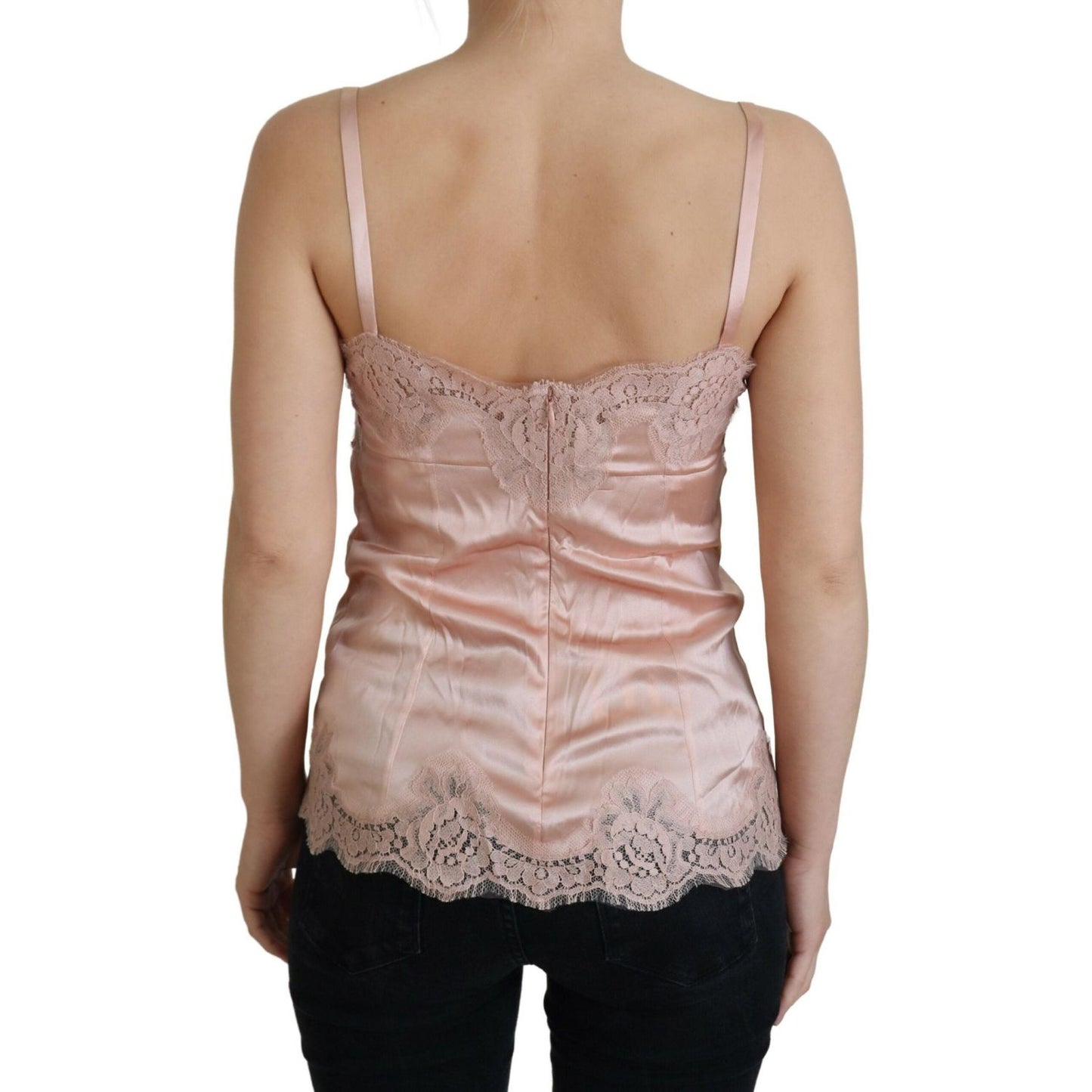 Dolce & Gabbana Elegant Pink Silk Lingerie Top Dolce & Gabbana Rosy Brown