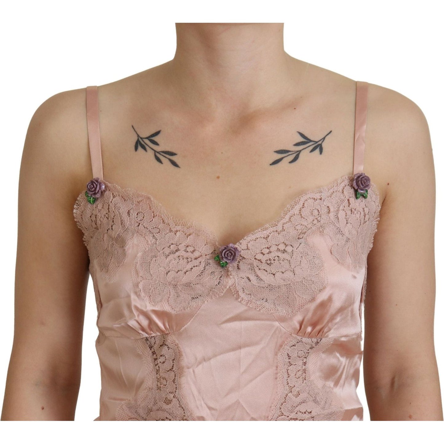 Dolce & Gabbana Elegant Pink Silk Lingerie Top Dolce & Gabbana Rosy Brown