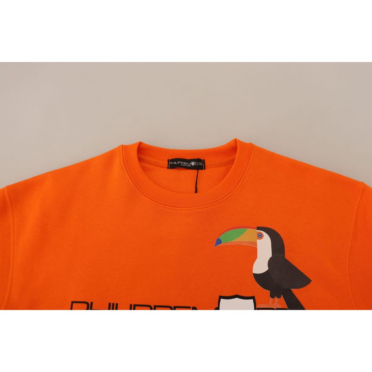 Philippe Model Chic Orange Printed Long Sleeve Pullover Sweater Philippe Model Orange Red