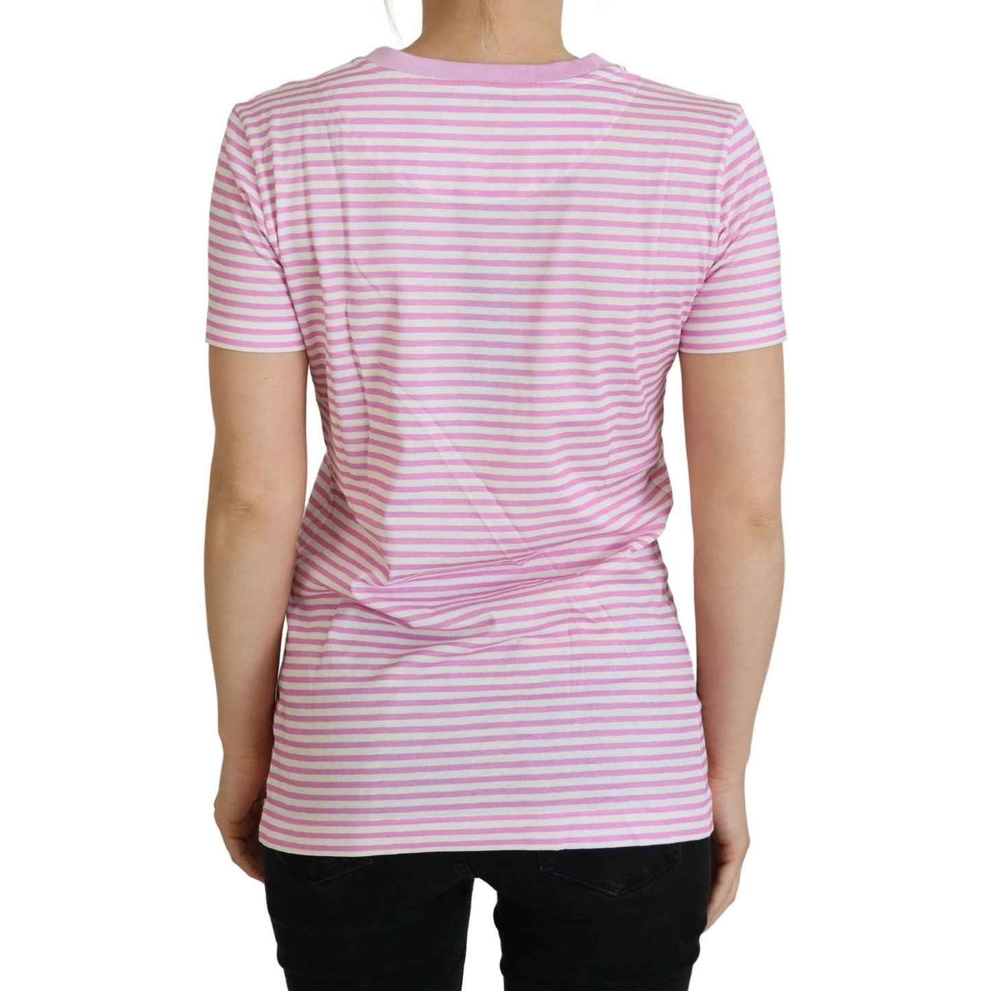 Dolce & Gabbana Exclusive Striped Love Affair Cotton Tee Dolce & Gabbana Gray