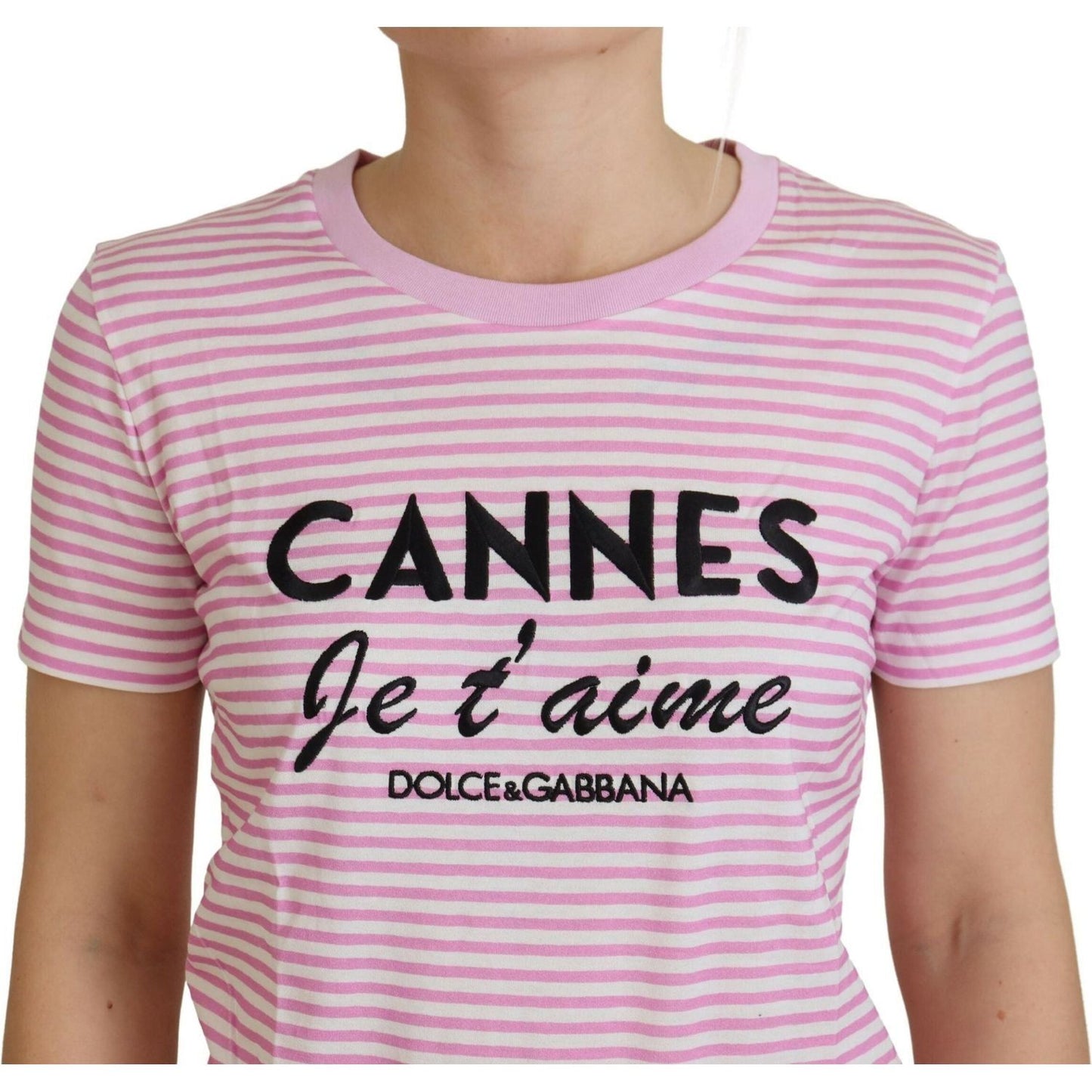 Dolce & Gabbana Exclusive Striped Love Affair Cotton Tee Dolce & Gabbana Dark Gray