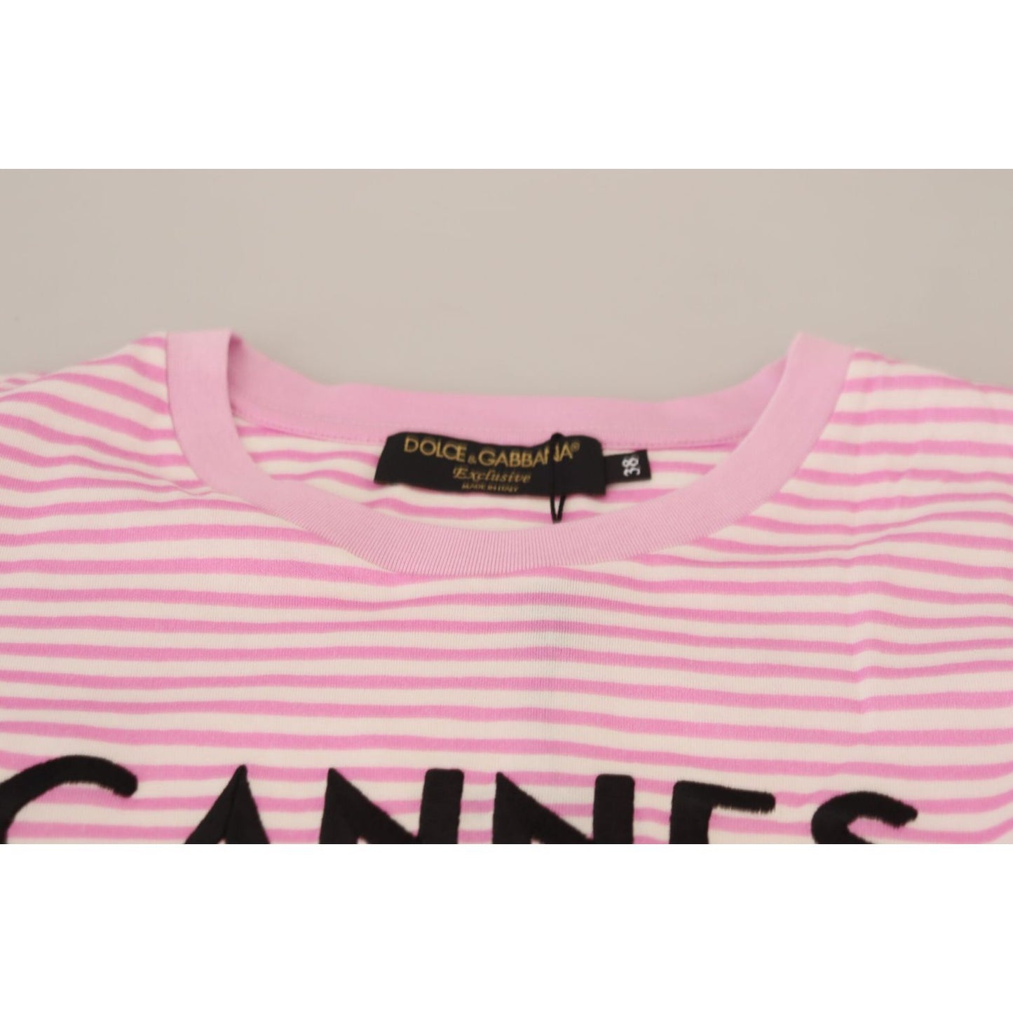 Dolce & Gabbana Exclusive Striped Love Affair Cotton Tee Dolce & Gabbana Gray