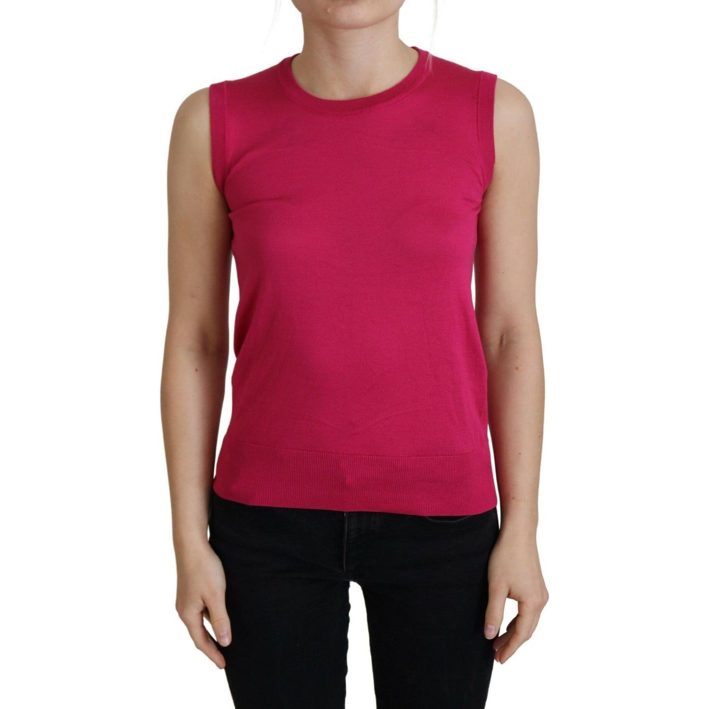Dolce & Gabbana Chic Pink Silk Sleeveless Tank Top Vest Dolce & Gabbana Maroon