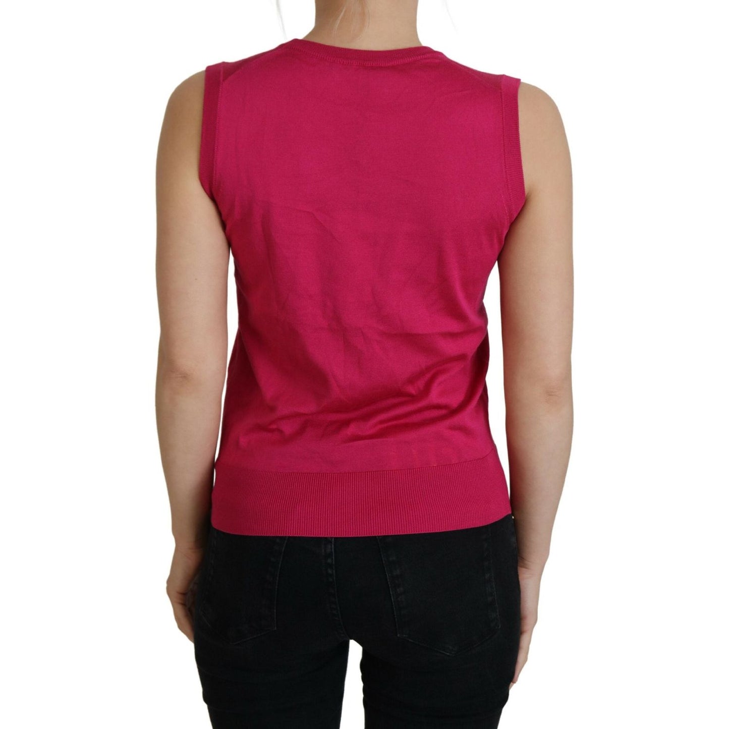 Dolce & Gabbana Chic Pink Silk Sleeveless Tank Top Vest Dolce & Gabbana Brown