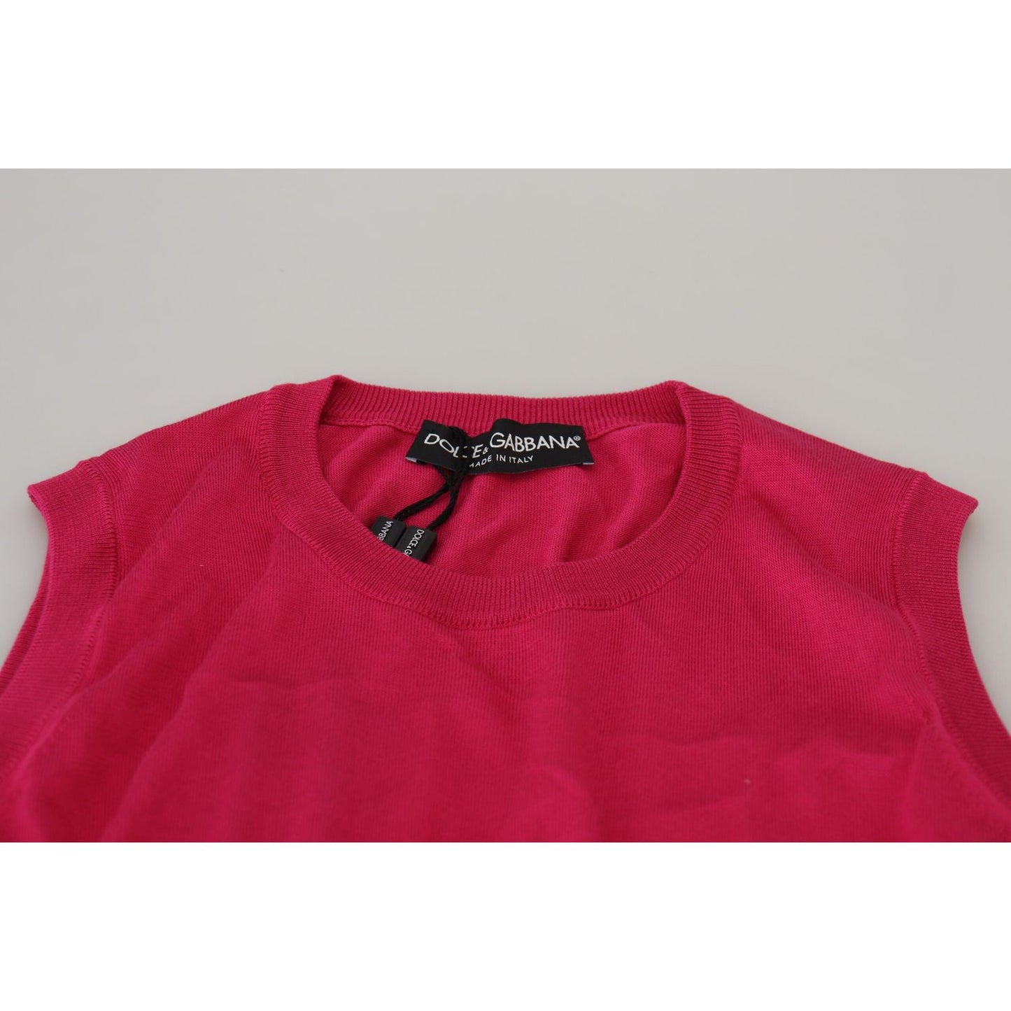 Dolce & Gabbana Chic Pink Silk Sleeveless Tank Top Vest Dolce & Gabbana Gray