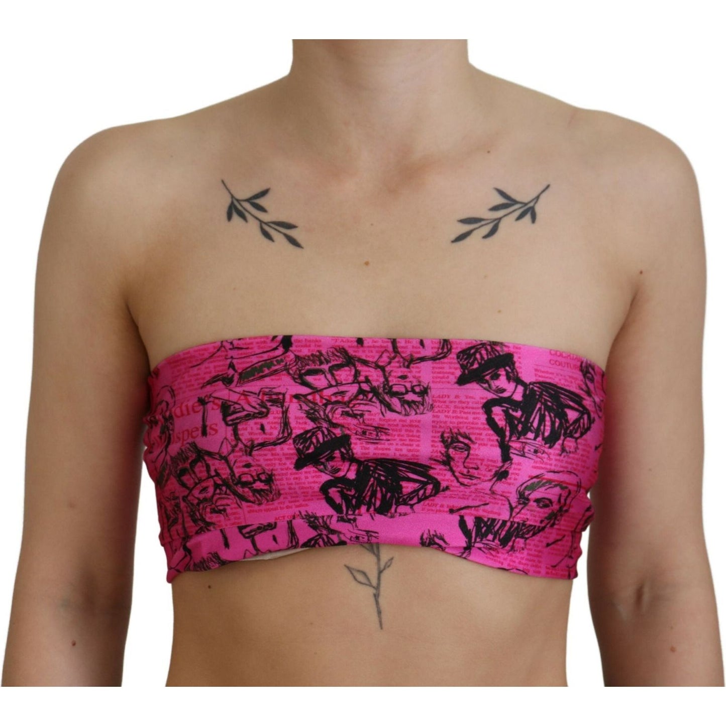 John Galliano Chic Pink Newspaper Print Cropped Top John Galliano Rosy Brown