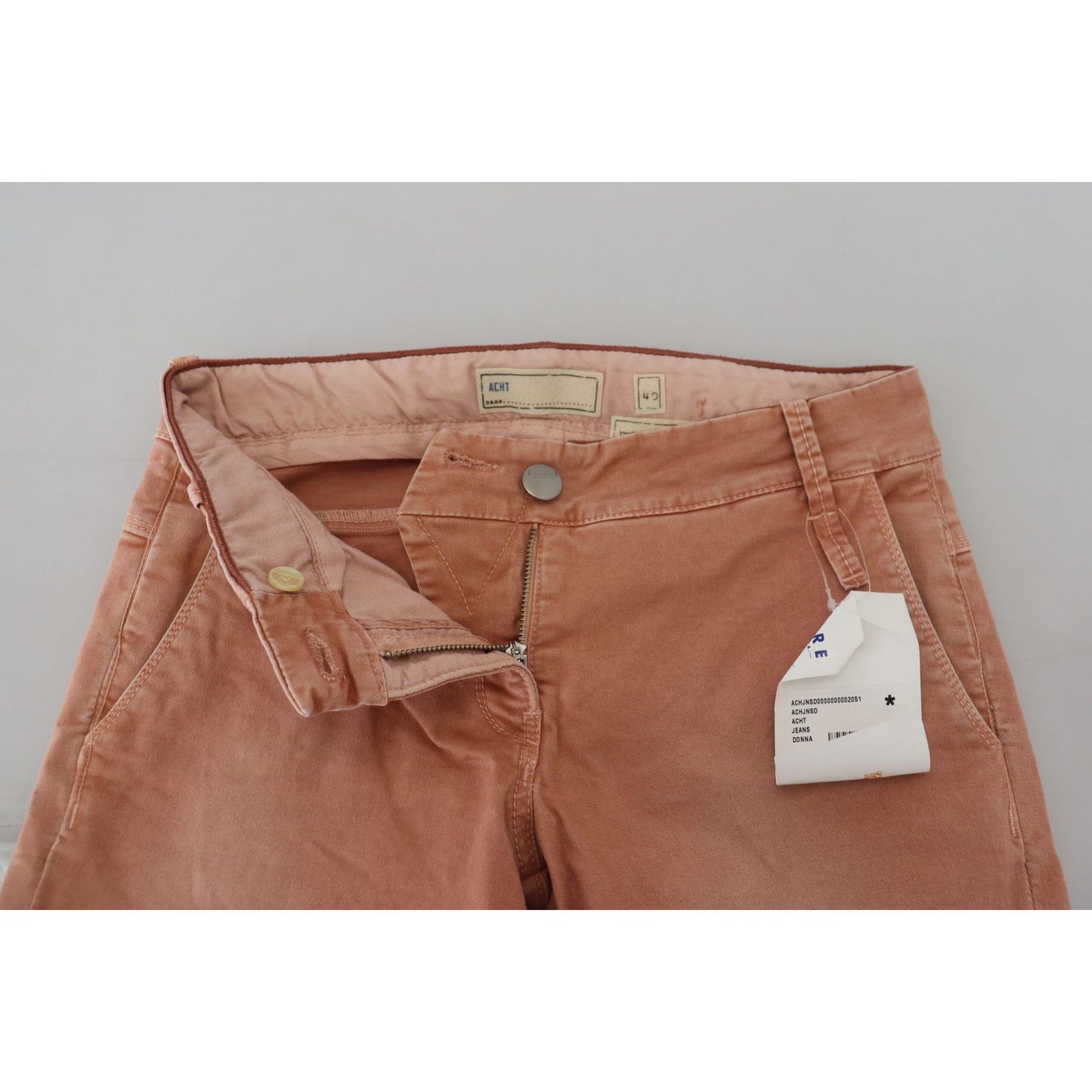 Acht Chic Slim Fit Cotton Stretch Pants Acht Rosy Brown