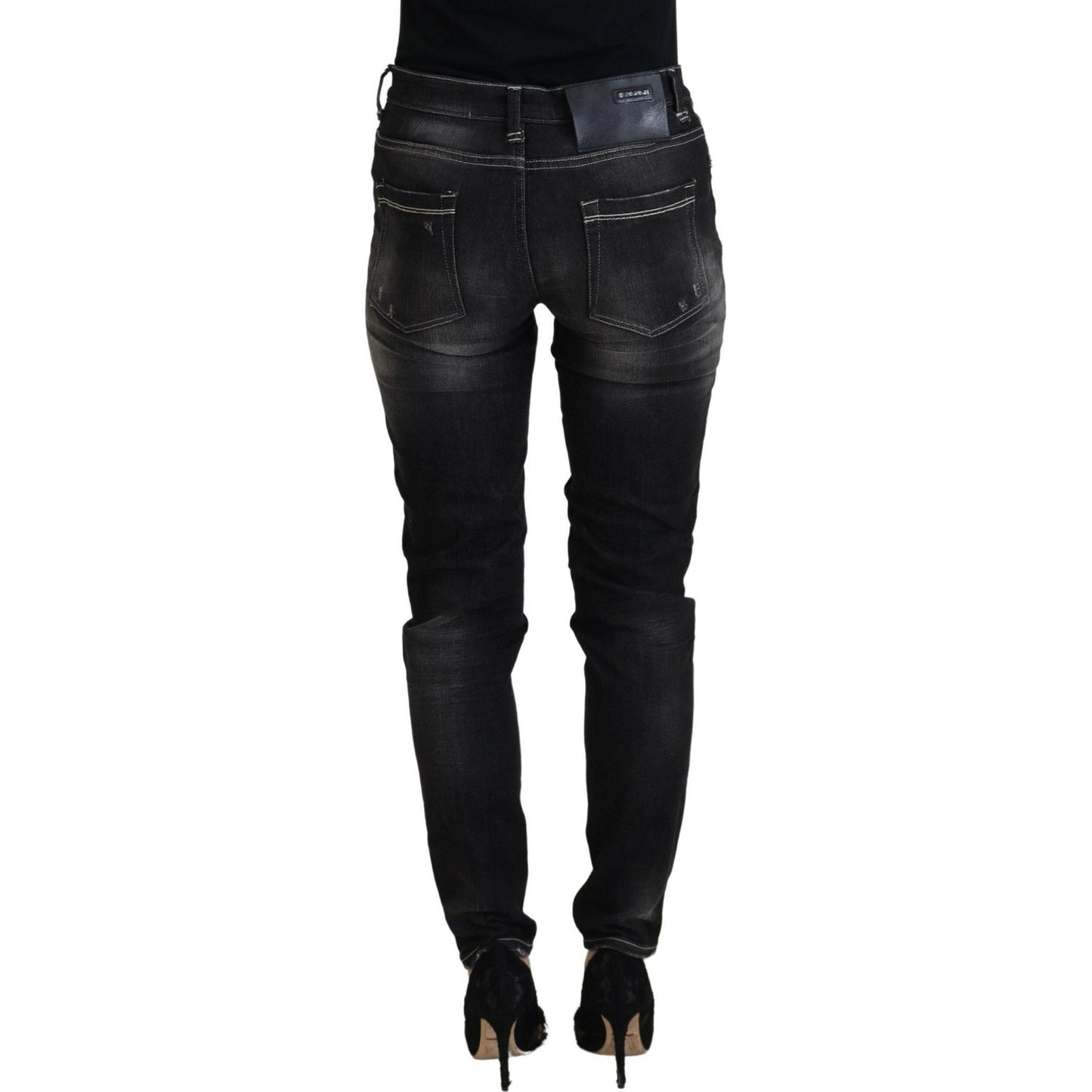 Acht Elegant Tapered Mid Waist Black Jeans Acht Black