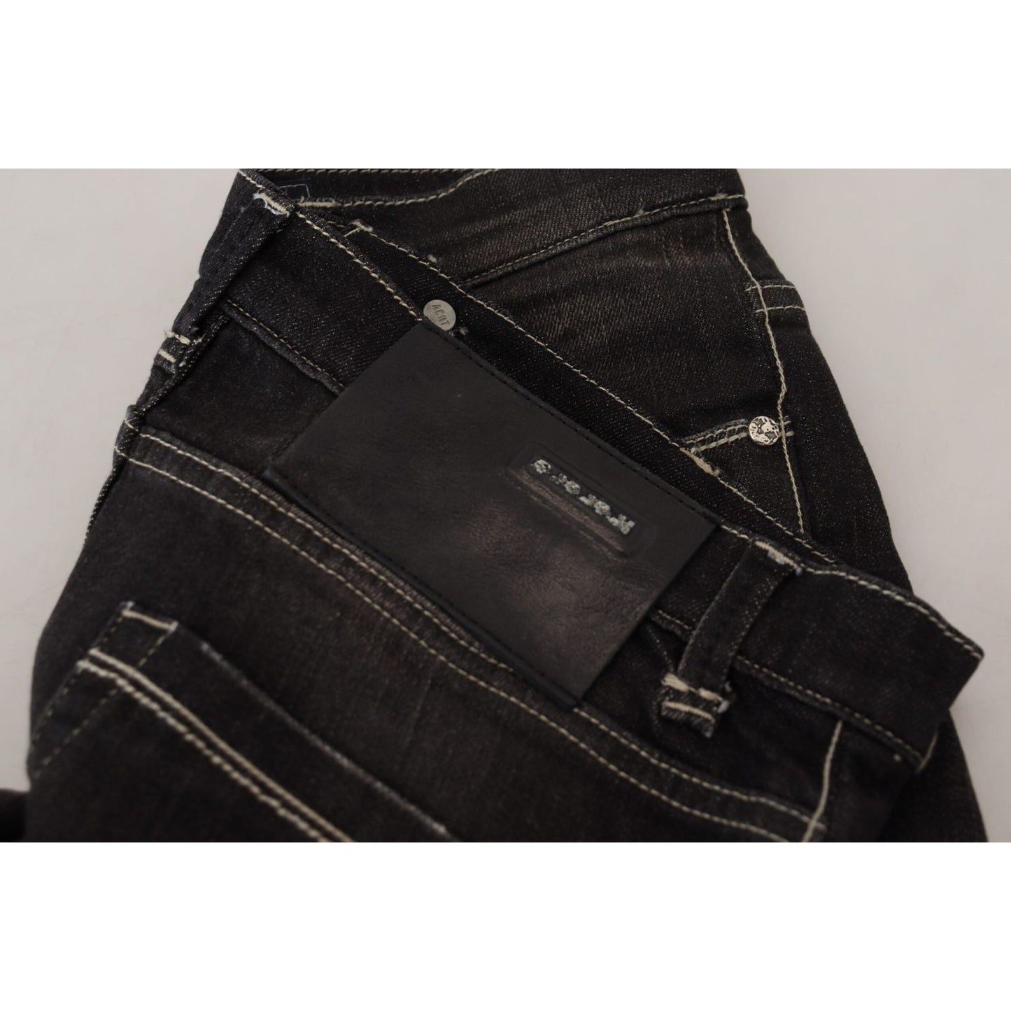 Acht Elegant Tapered Mid Waist Black Jeans Acht Gray