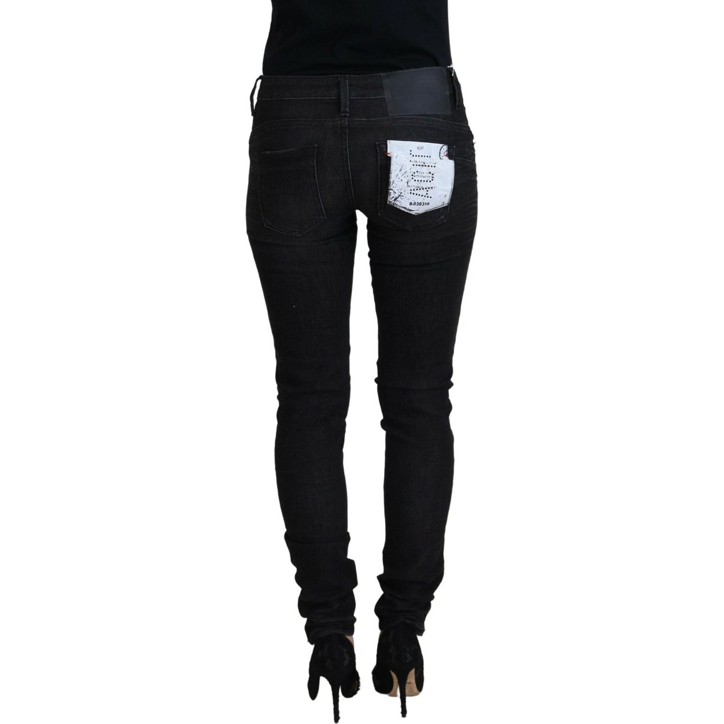 Acht Chic Low Waist Designer Skinny Jeans Acht Black