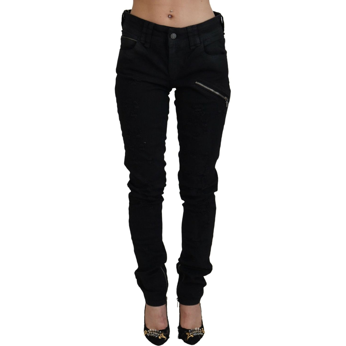 John Galliano Chic Mid Waist Flared Black Jeans John Galliano Black