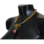 Dolce & Gabbana Elegant Gold-Tone Floral Fruit Necklace Necklace Dolce & Gabbana Black