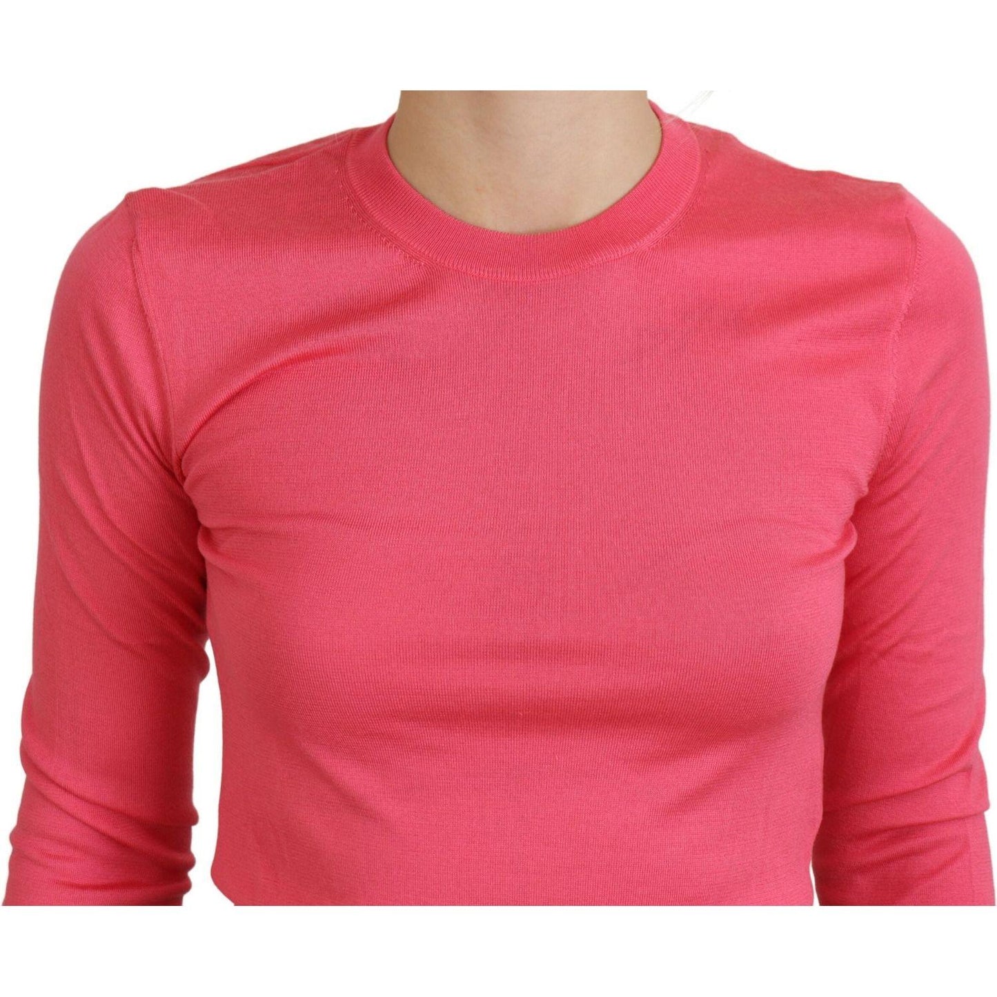 Dolce & Gabbana Elegant Pink Cropped Crewneck Sweater Dolce & Gabbana Tomato
