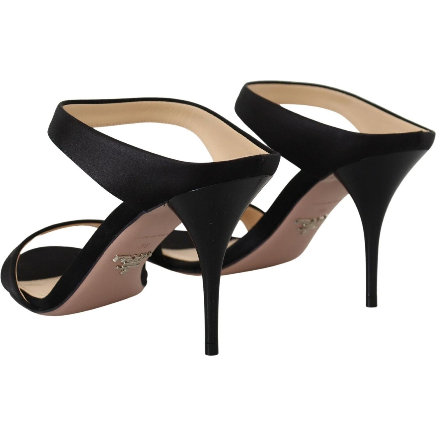 Prada Elegant Black Leather Heels Pumps Prada Tan