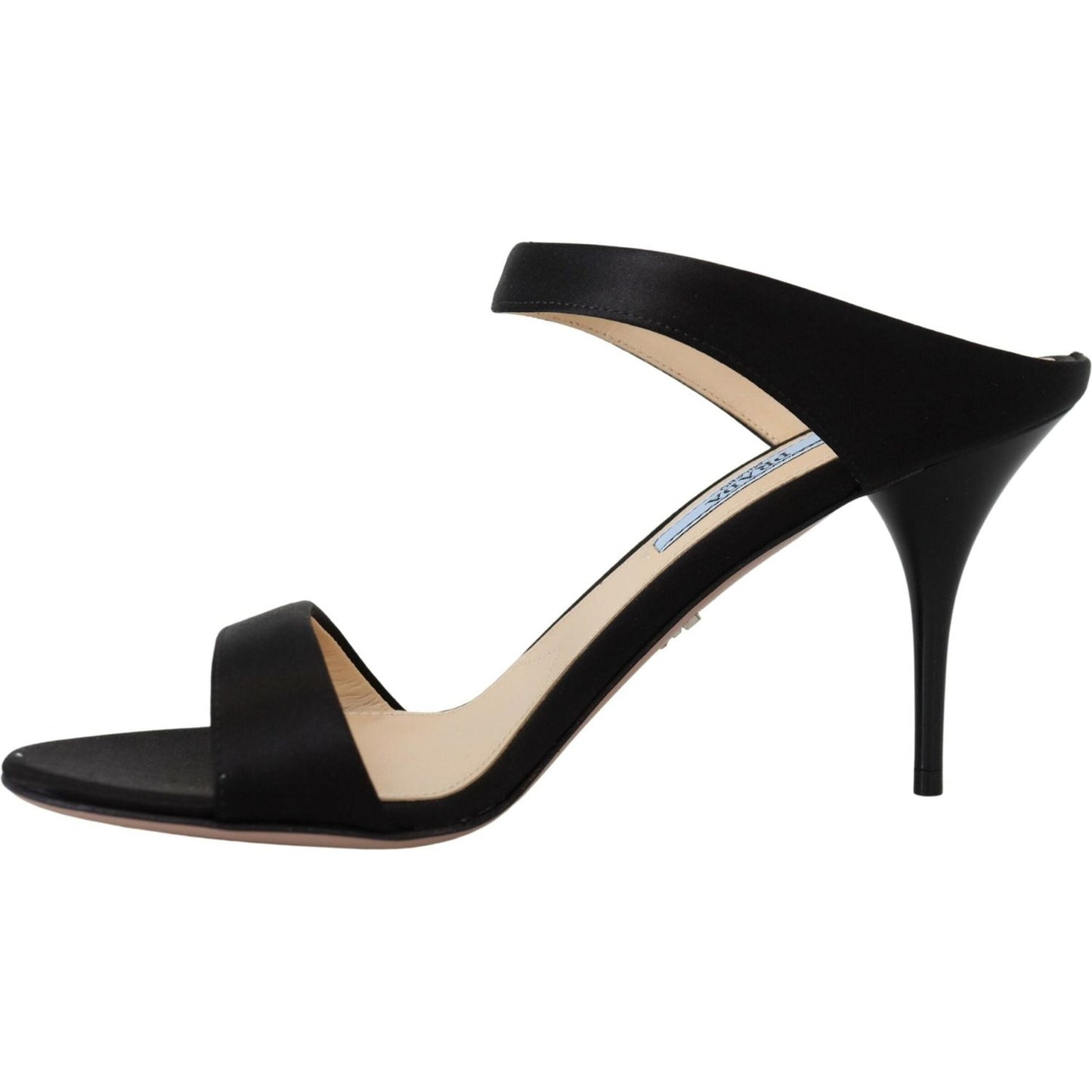Prada Elegant Black Leather Heels Pumps Prada Gray